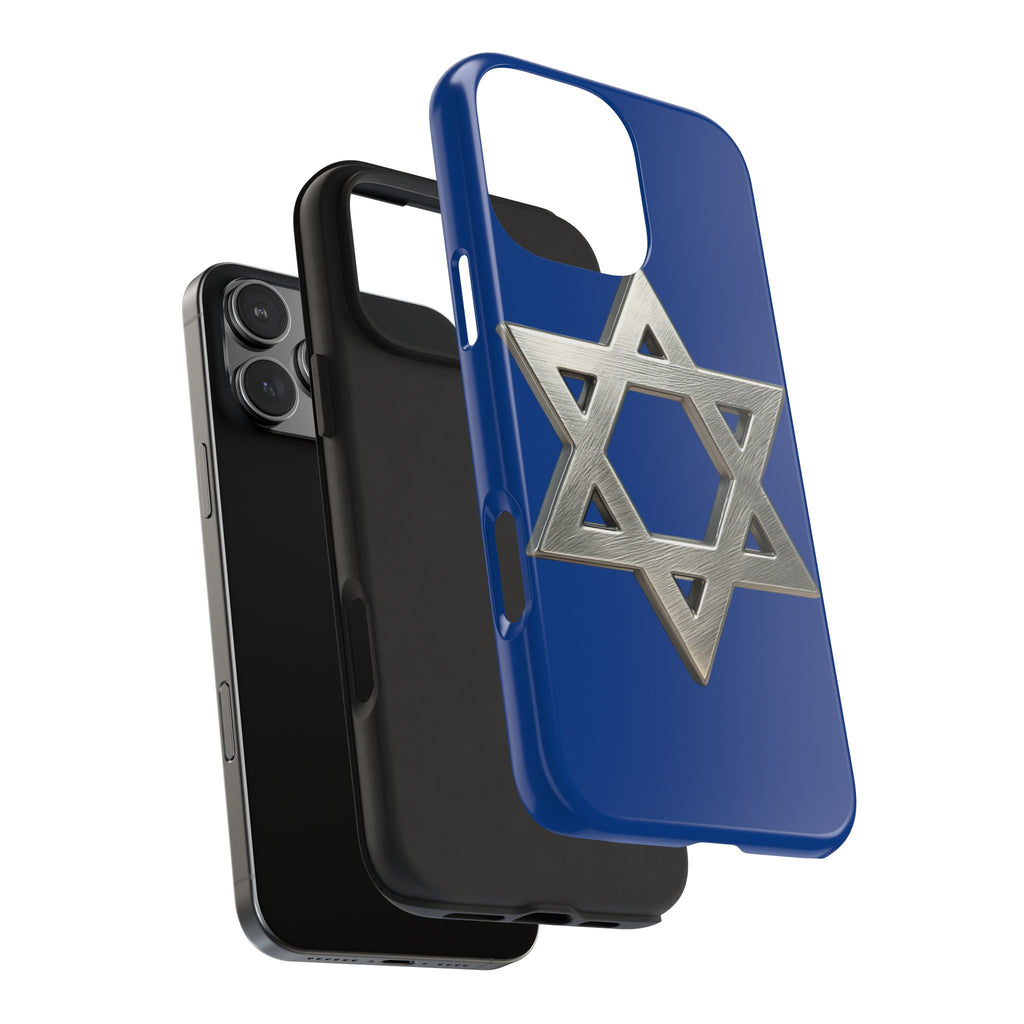 Jewish Blue Phone Case with Silver Star of David – Tough Protective Jewish Religious Design