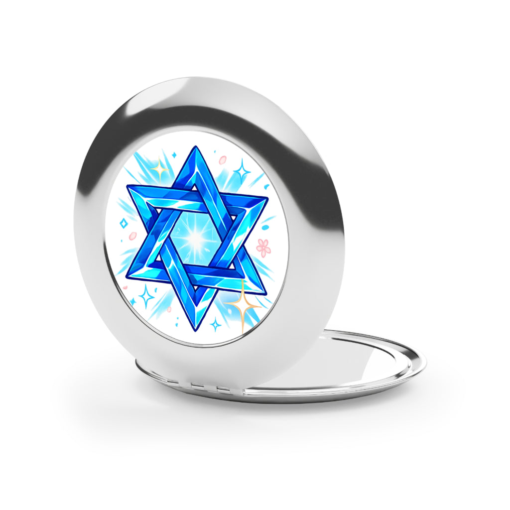 Compact Travel Mirror — Blue Star of David Decorative Pocket Mirror