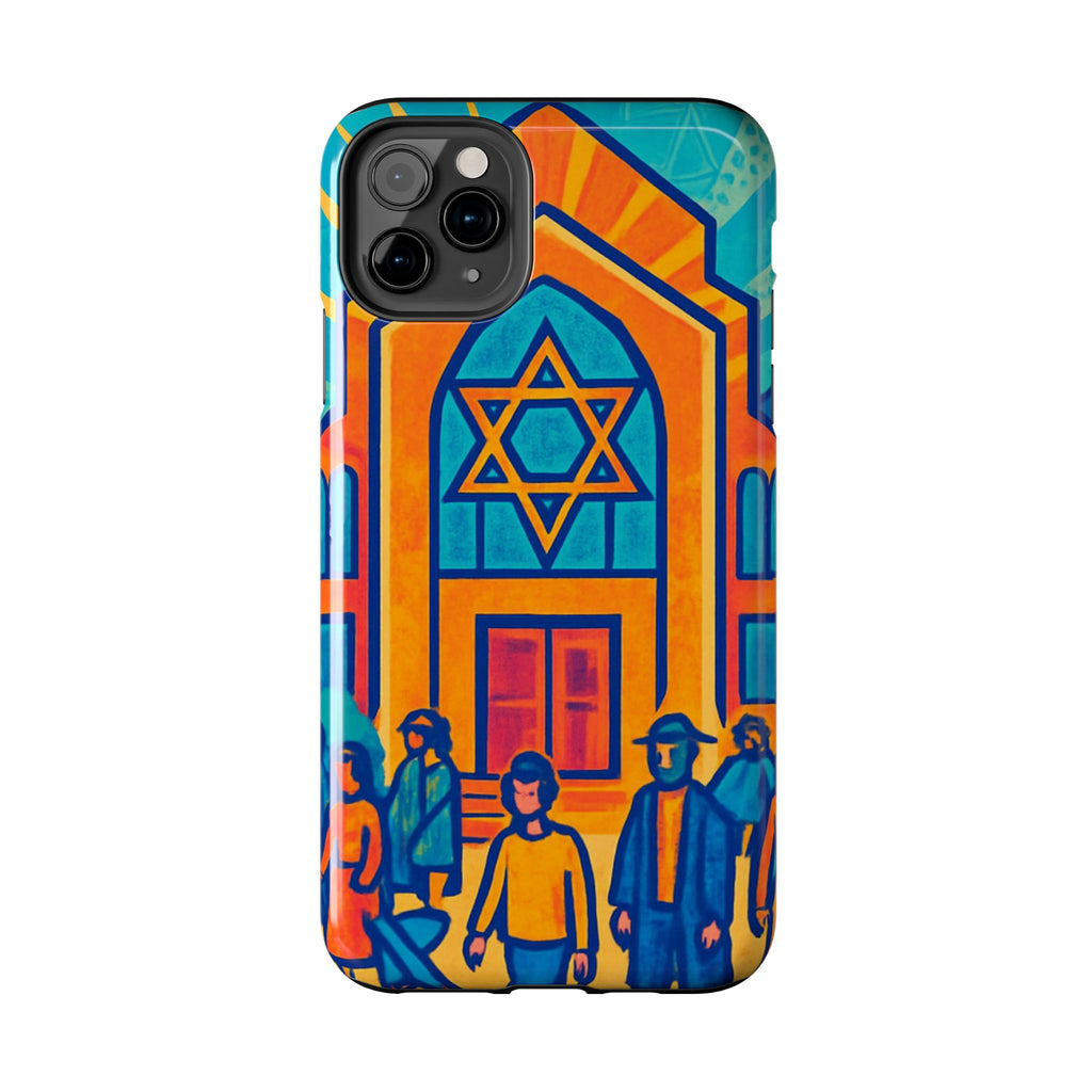 Jewish Synagogue Art Tough Phone Case — Colorful Jewish Community Design