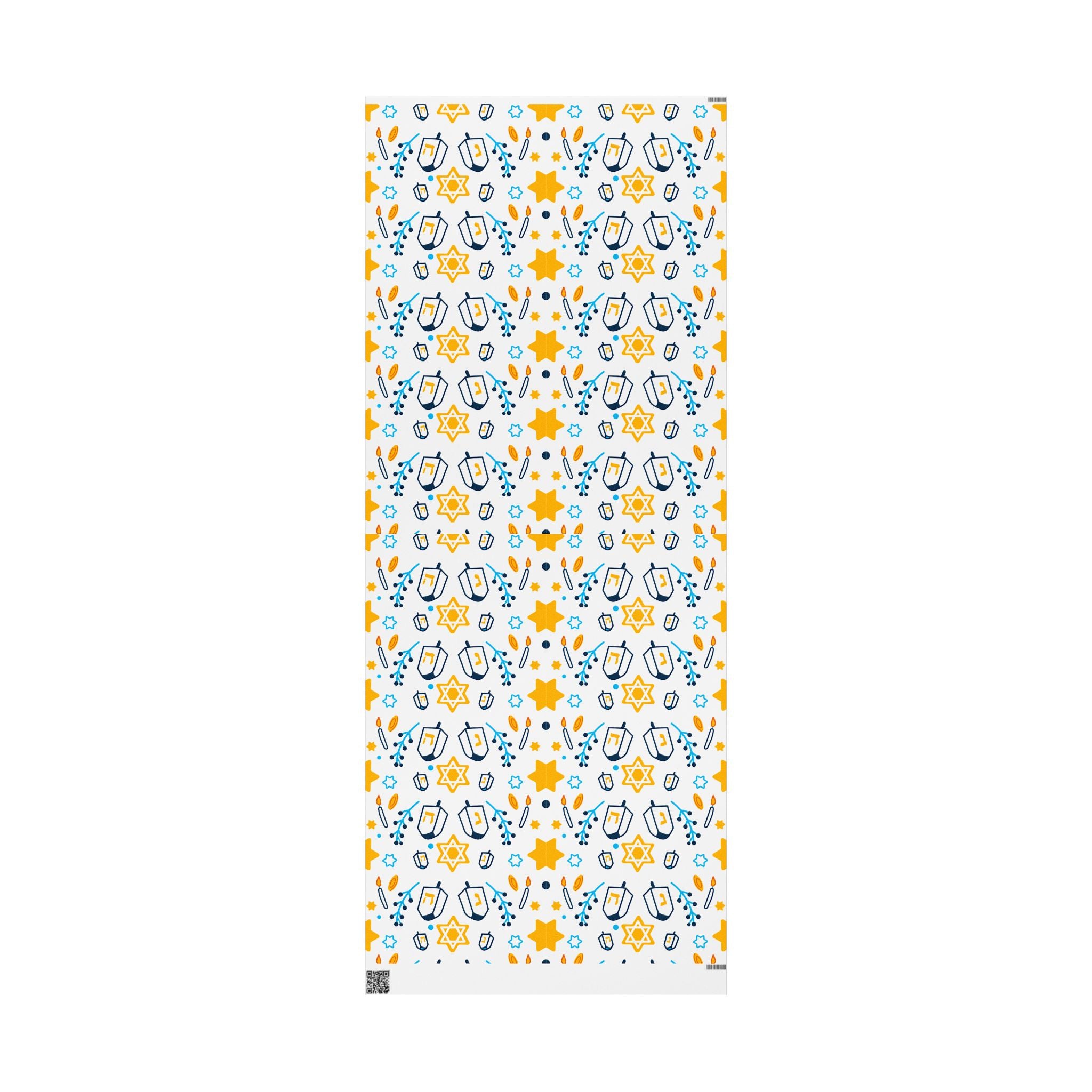 Hanukkah Star & Dreidel Wrapping Paper Roll — Blue & Gold Holiday Gift Wrap
