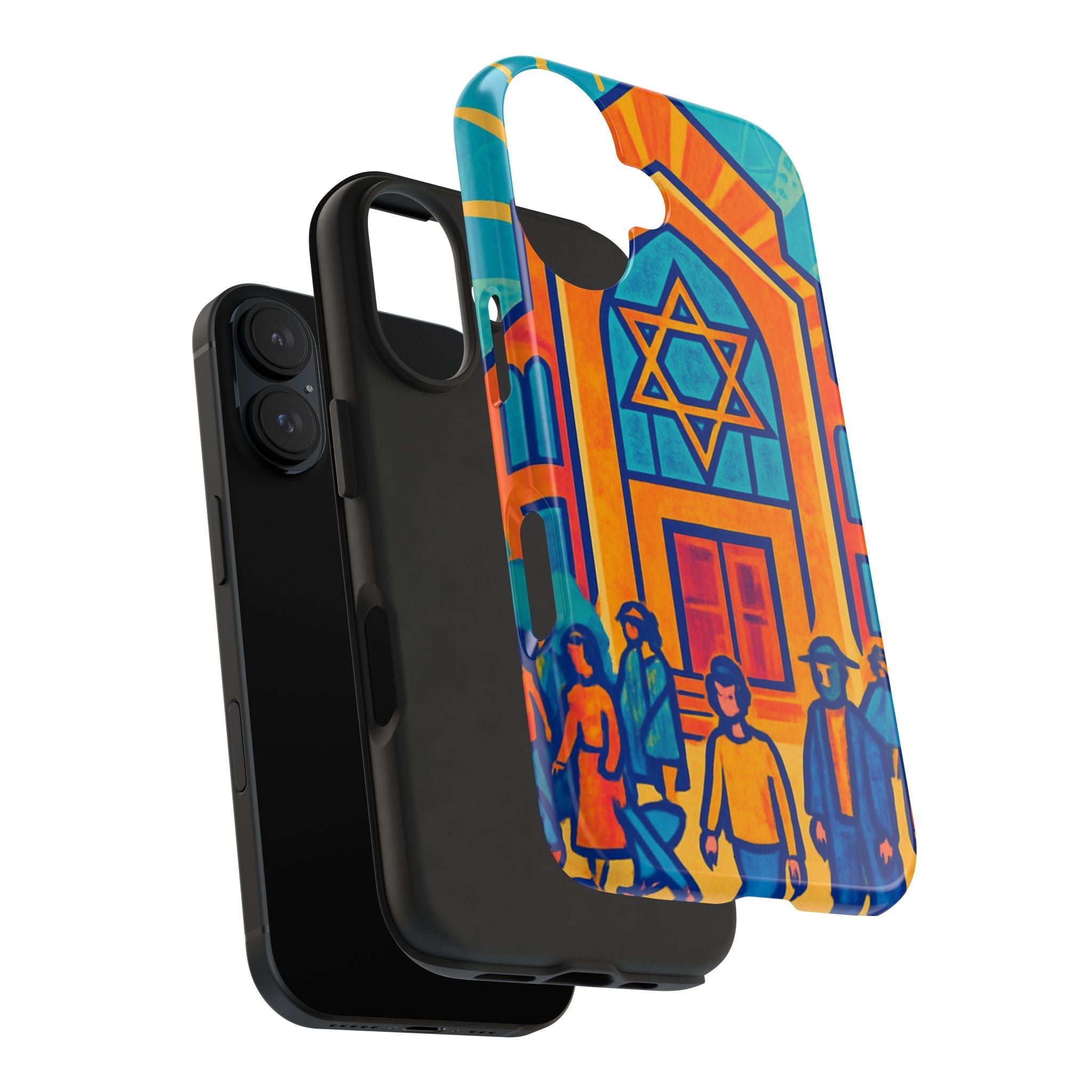 Jewish Synagogue Art Tough Phone Case — Colorful Jewish Community Design