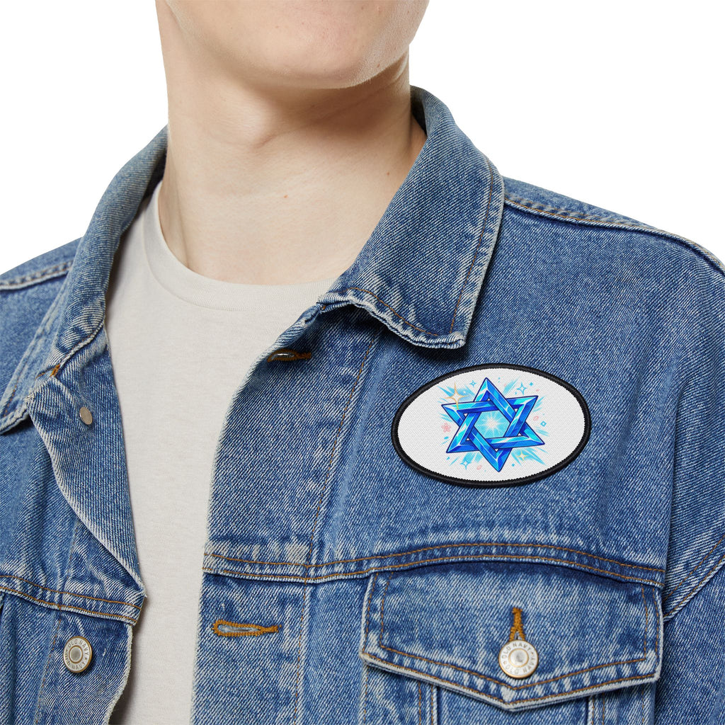 Star of David Iron-On Patch — Sparkling Blue Judaica Patch for Jackets & Bags