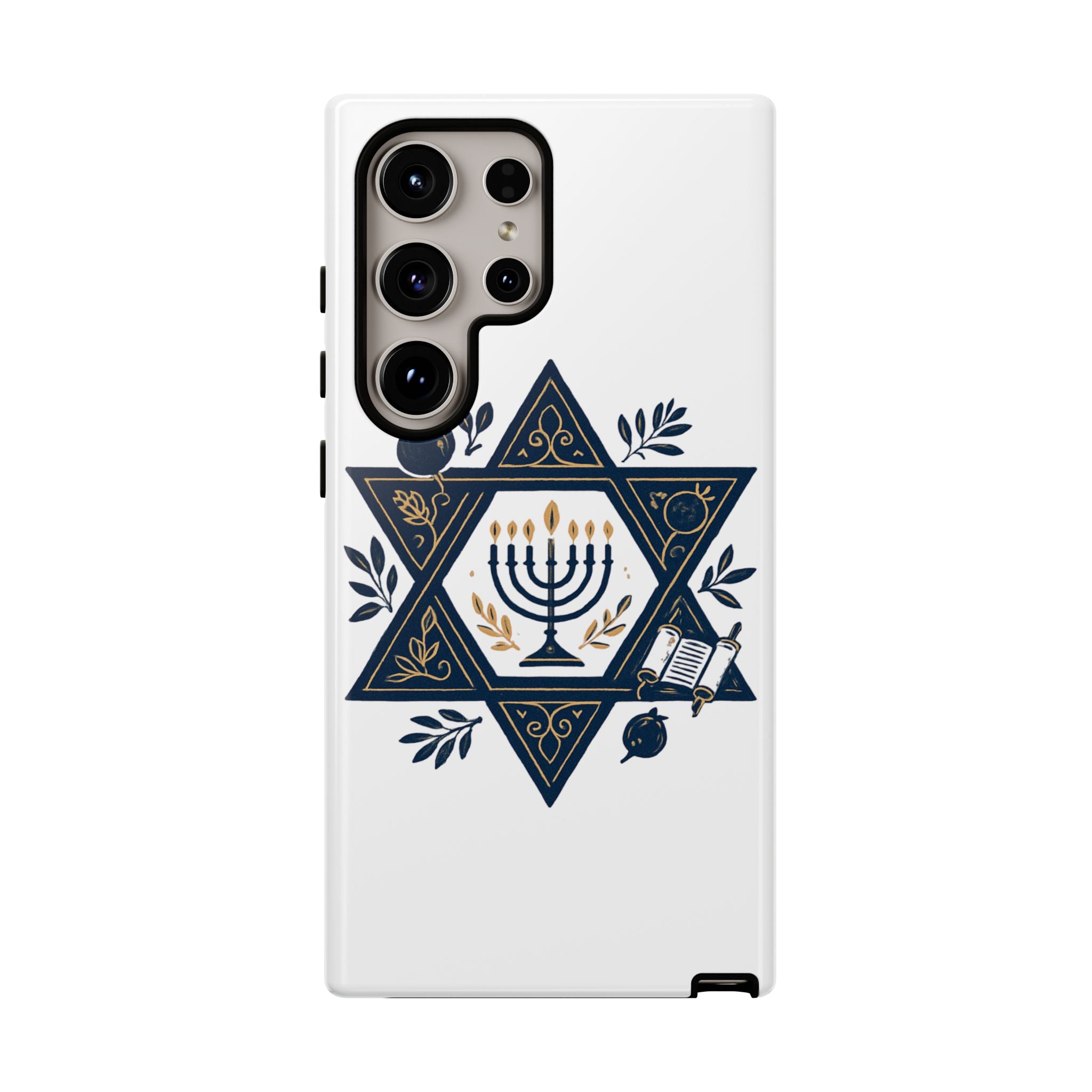 Jewish Star of David Menorah Phone Case — Jewish Hanukkah Symbol Protective Cover