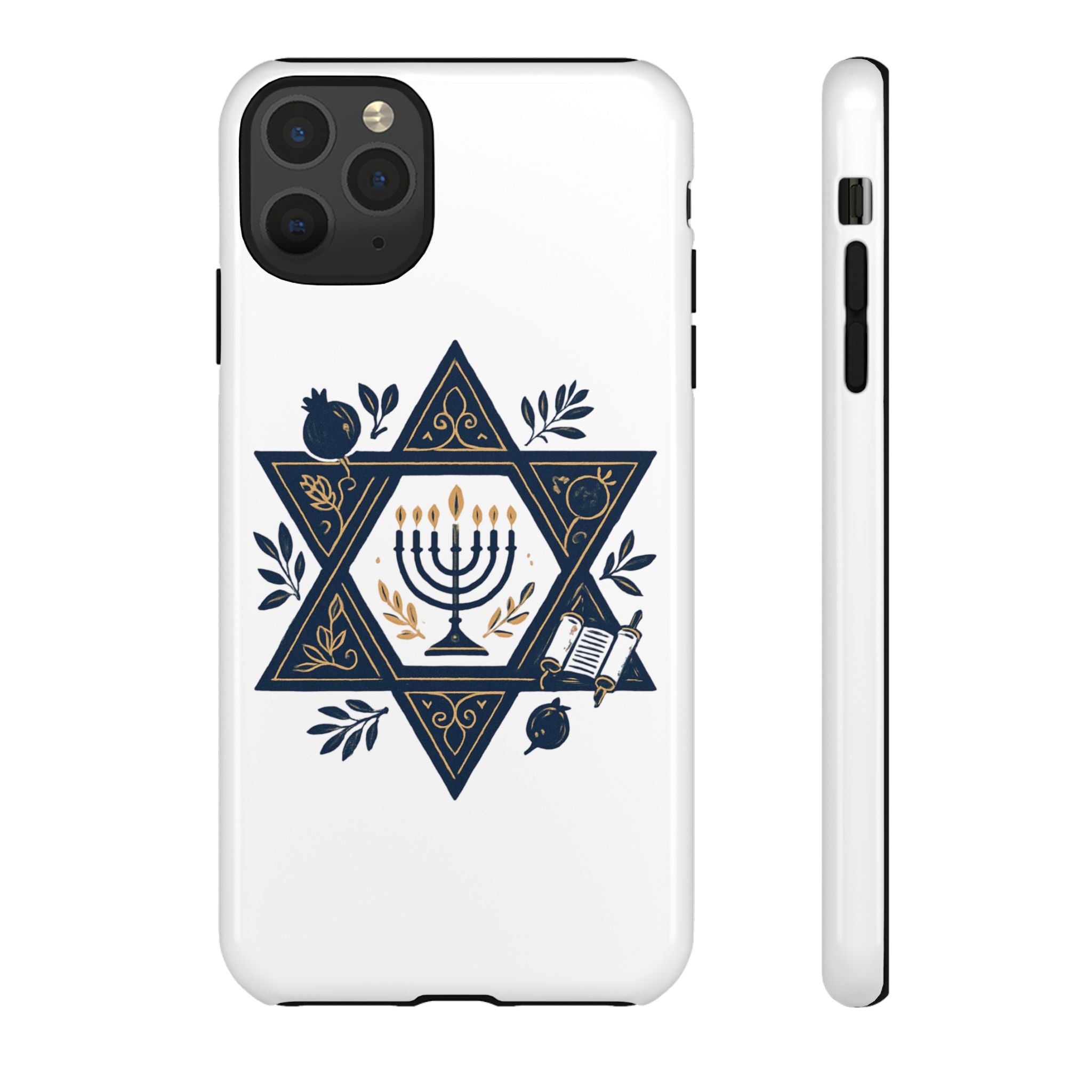 Jewish Star of David Menorah Phone Case — Jewish Hanukkah Symbol Protective Cover