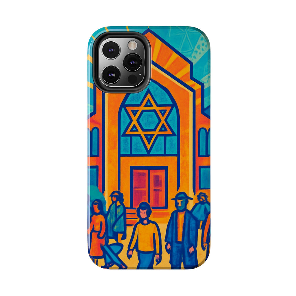 Jewish Synagogue Art Tough Phone Case — Colorful Jewish Community Design