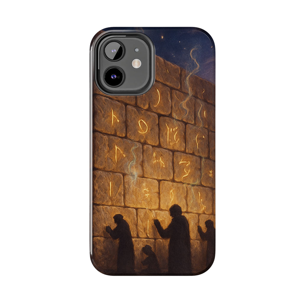 Jewish western Wall Illustration Phone Case — Prayer Silhouettes, Jerusalem Religious Art