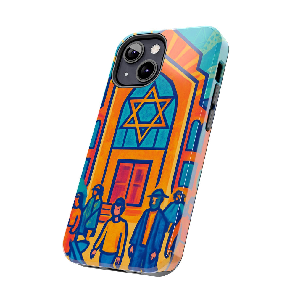 Jewish Synagogue Art Tough Phone Case — Colorful Jewish Community Design