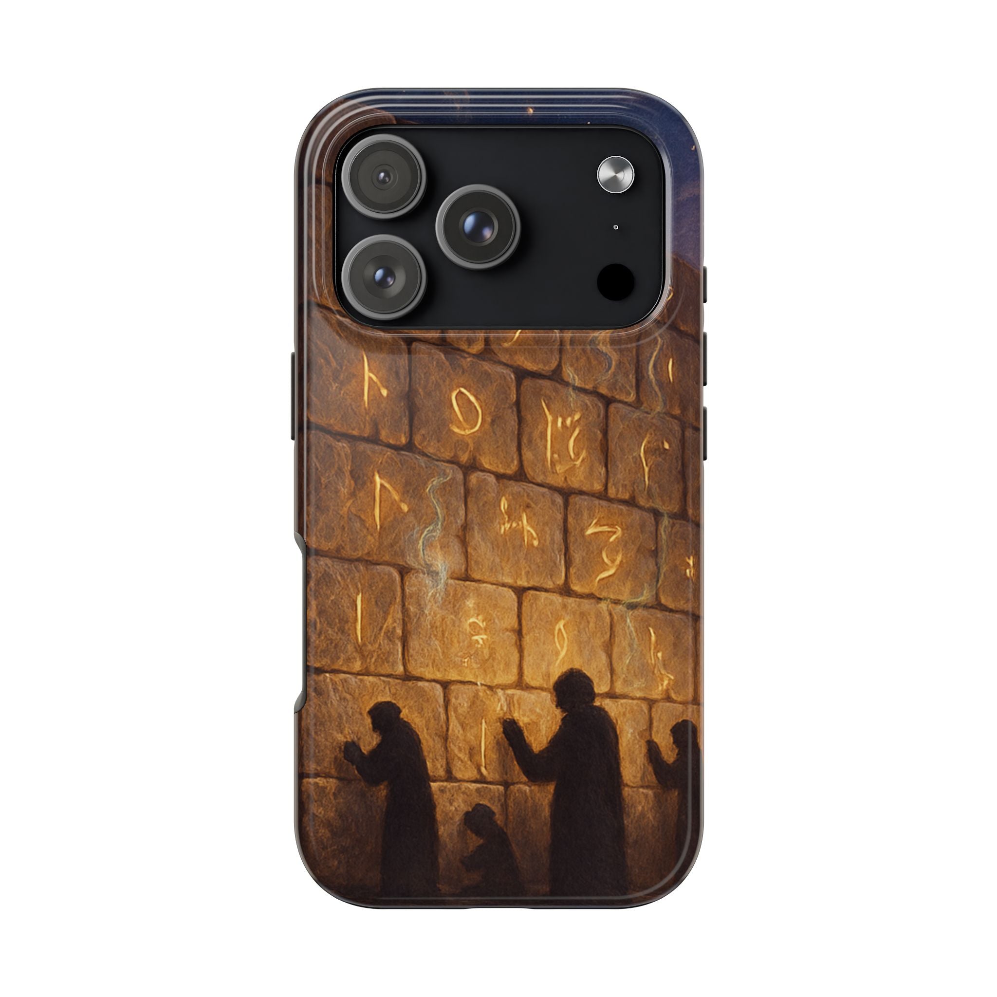 Jewish western Wall Illustration Phone Case — Prayer Silhouettes, Jerusalem Religious Art