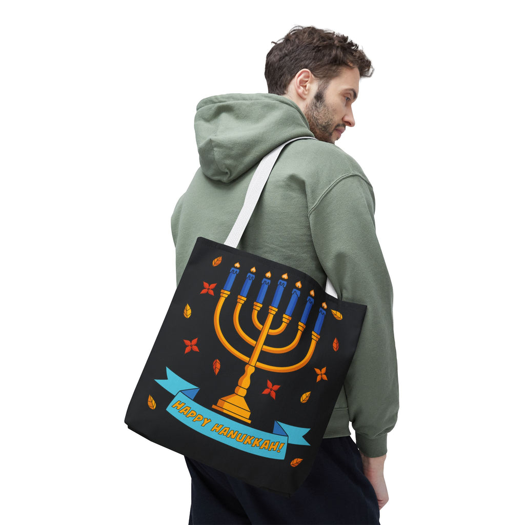 Hanukkah Menorah Tote Bag – "Happy Hanukkah" Holiday Gift Tote