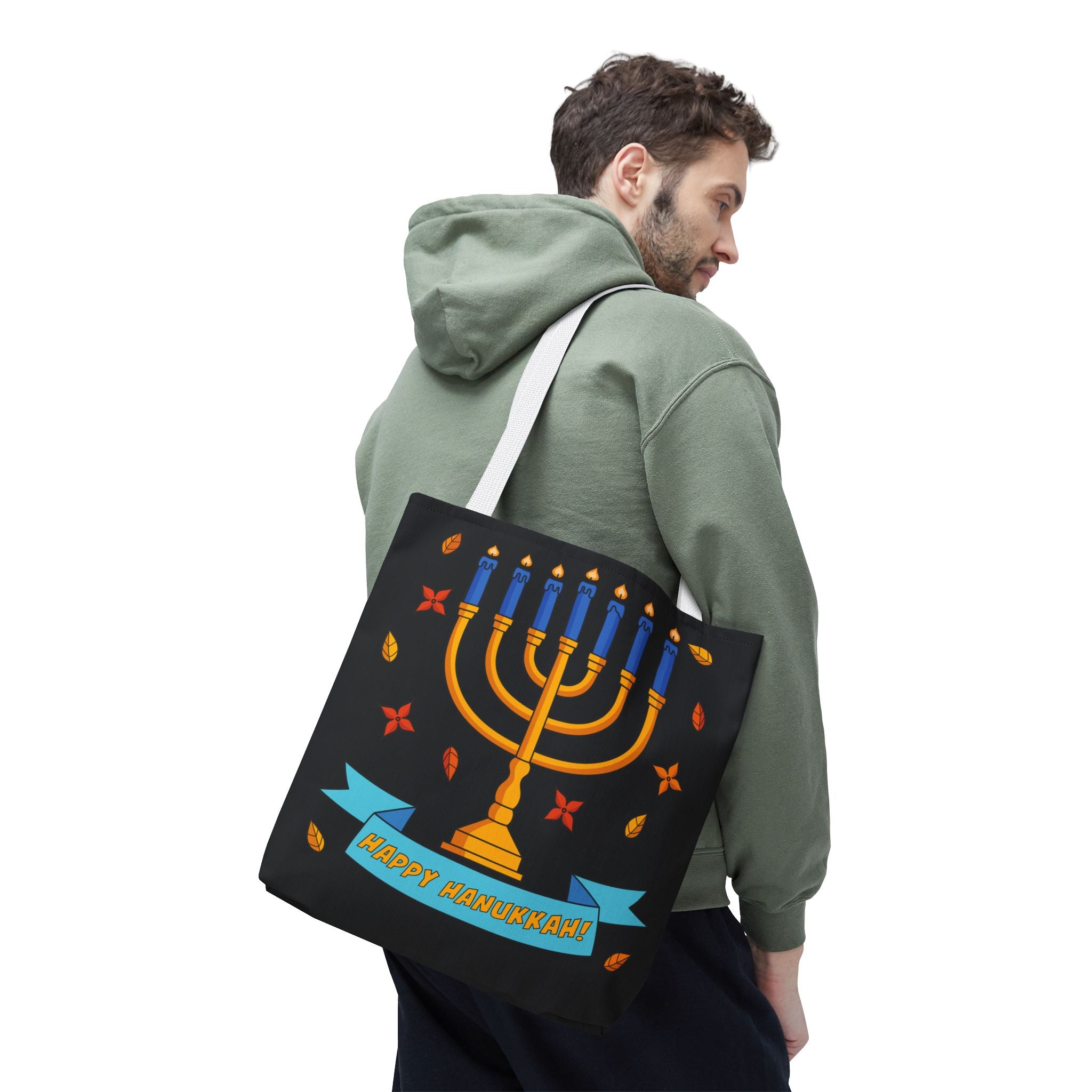 Hanukkah Menorah Tote Bag – "Happy Hanukkah" Holiday Gift Tote