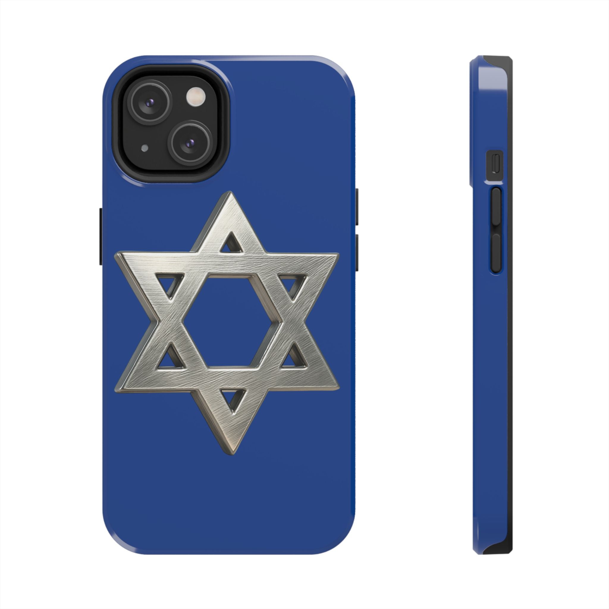 Jewish Blue Phone Case with Silver Star of David – Tough Protective Jewish Religious Design