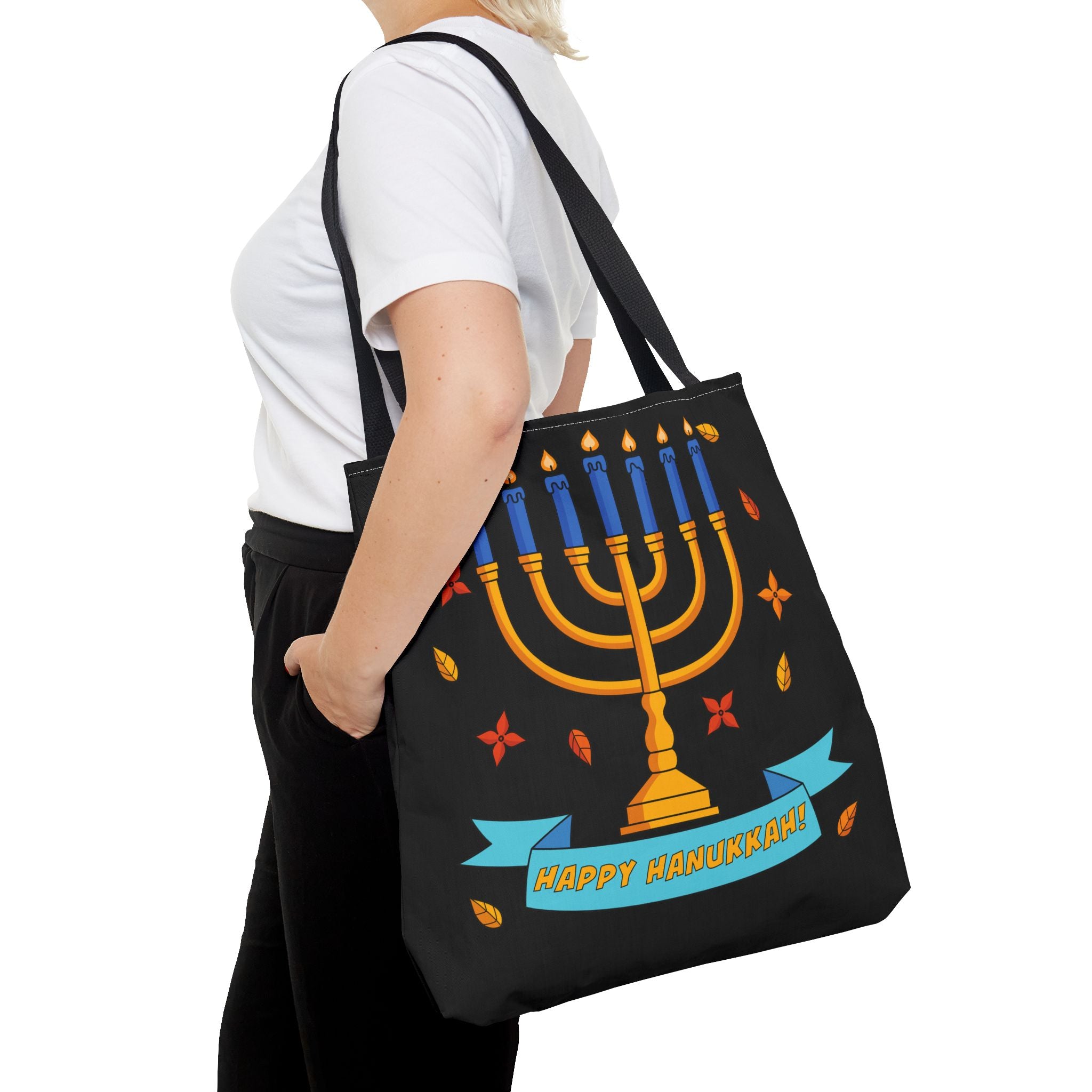 Hanukkah Menorah Tote Bag – "Happy Hanukkah" Holiday Gift Tote