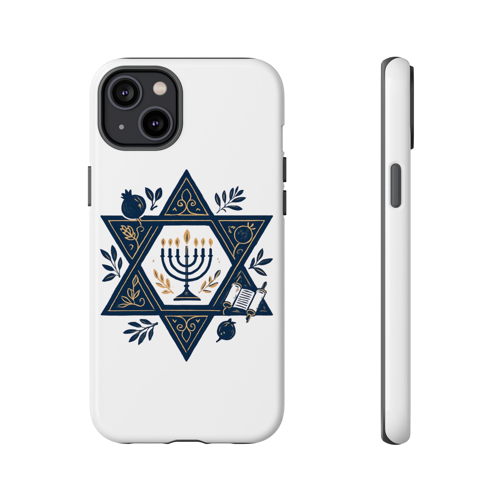 Jewish Star of David Menorah Phone Case — Jewish Hanukkah Symbol Protective Cover