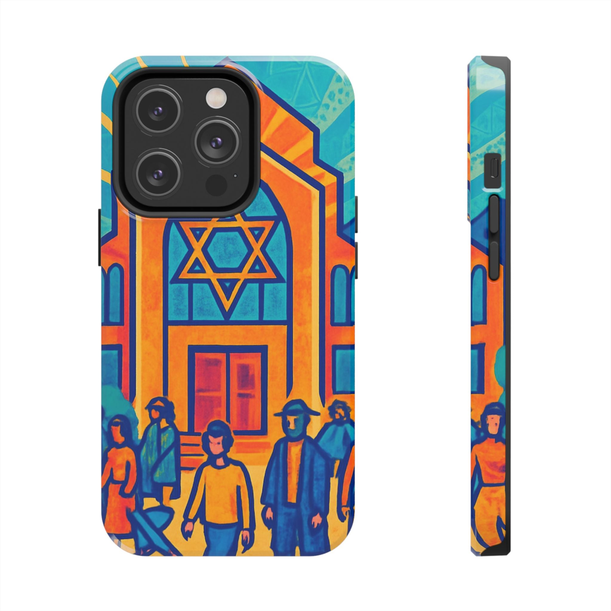 Jewish Synagogue Art Tough Phone Case — Colorful Jewish Community Design