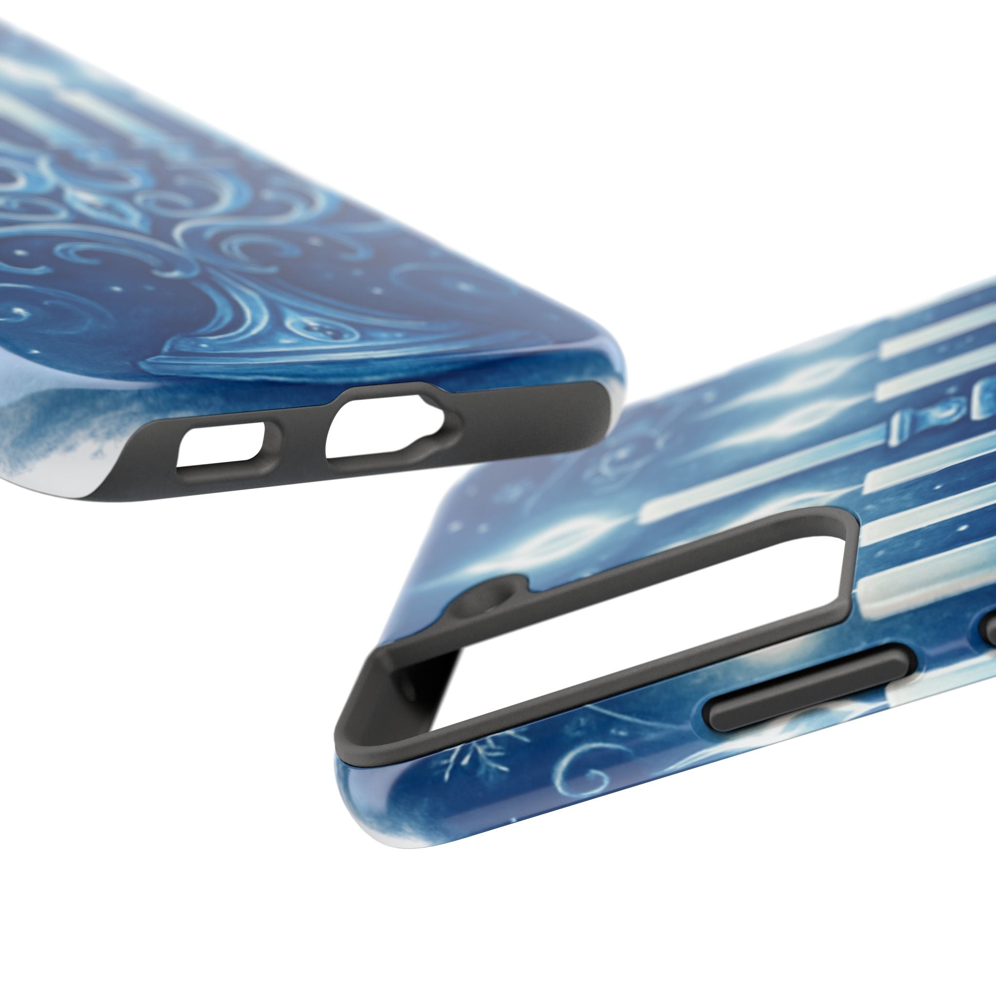 Blue Hanukkah Menorah Tough Phone Case — Holiday Candlelight Protective Cover