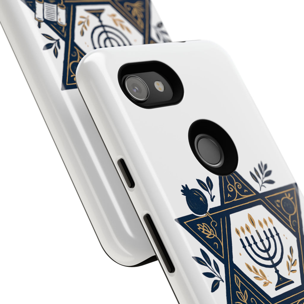 Jewish Star of David Menorah Phone Case — Jewish Hanukkah Symbol Protective Cover