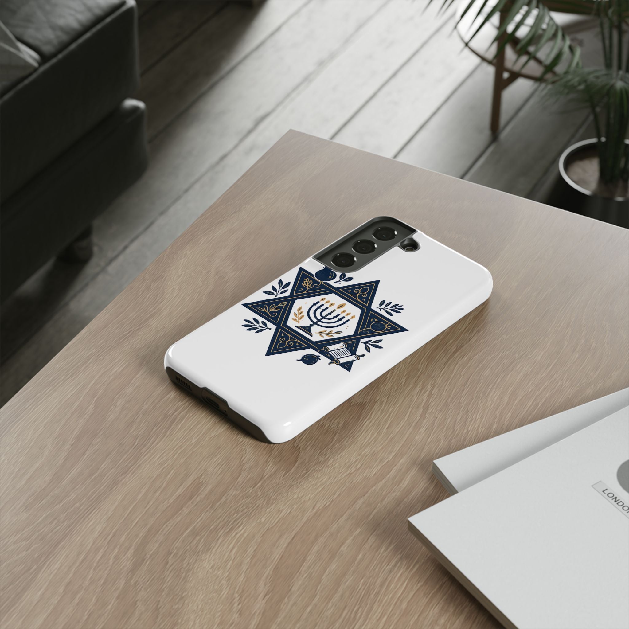 Jewish Star of David Menorah Phone Case — Jewish Hanukkah Symbol Protective Cover