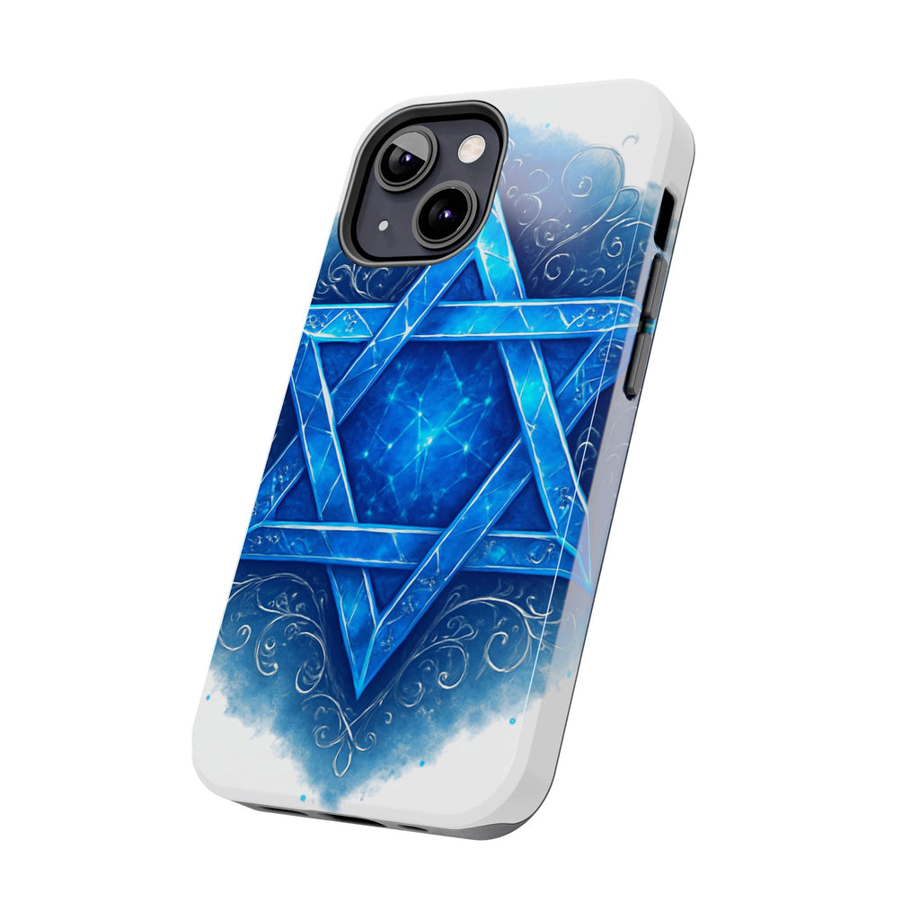 Jewish Star of David Blue Watercolor Tough Phone Case — Protective Jewish Symbol Phone Cover