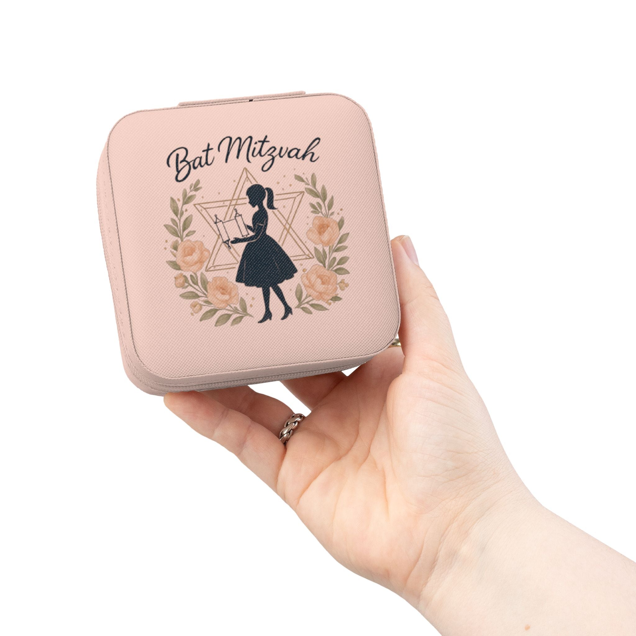 Bat Mitzvah Jewelry Travel Case – Compact Pink Keepsake Organizer