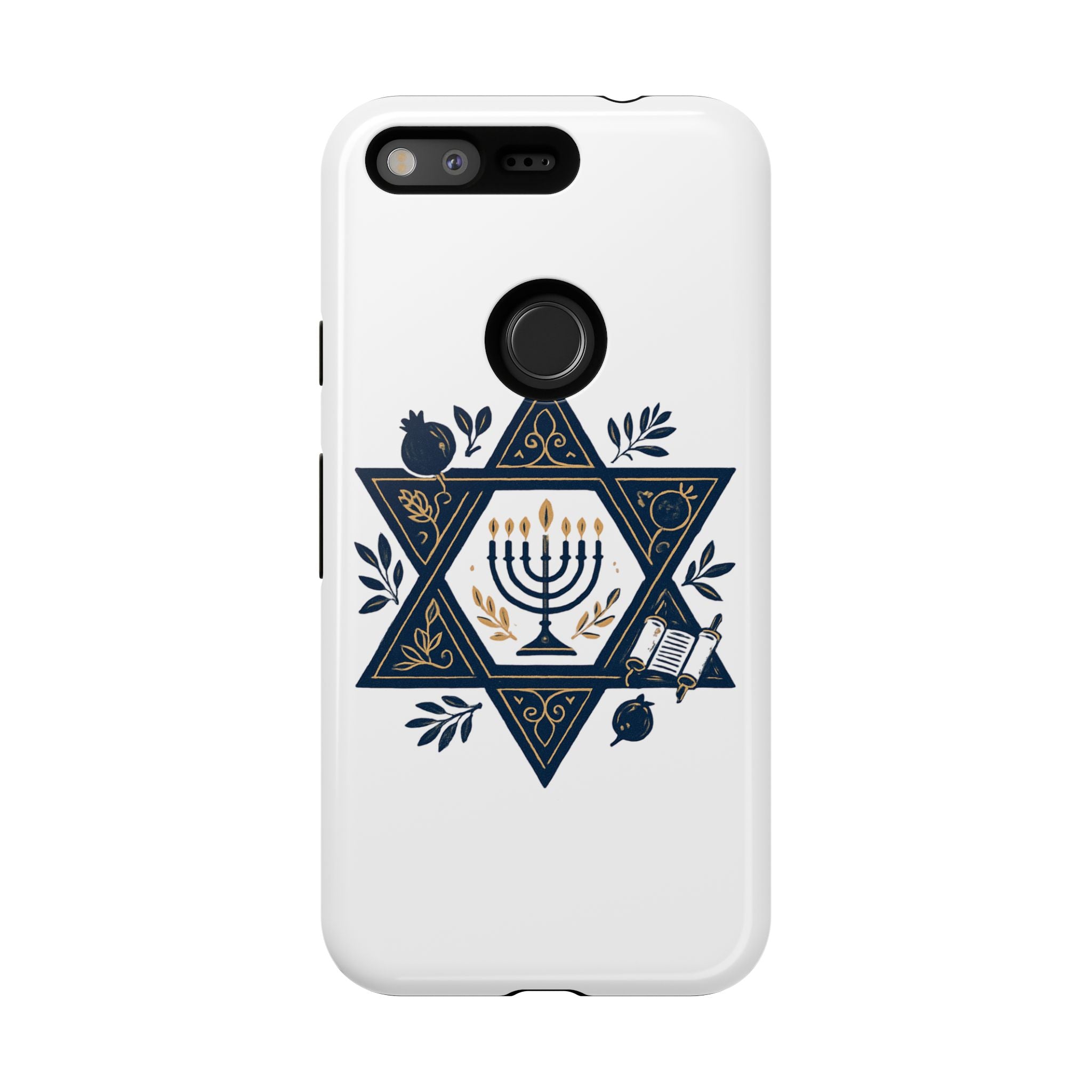 Jewish Star of David Menorah Phone Case — Jewish Hanukkah Symbol Protective Cover