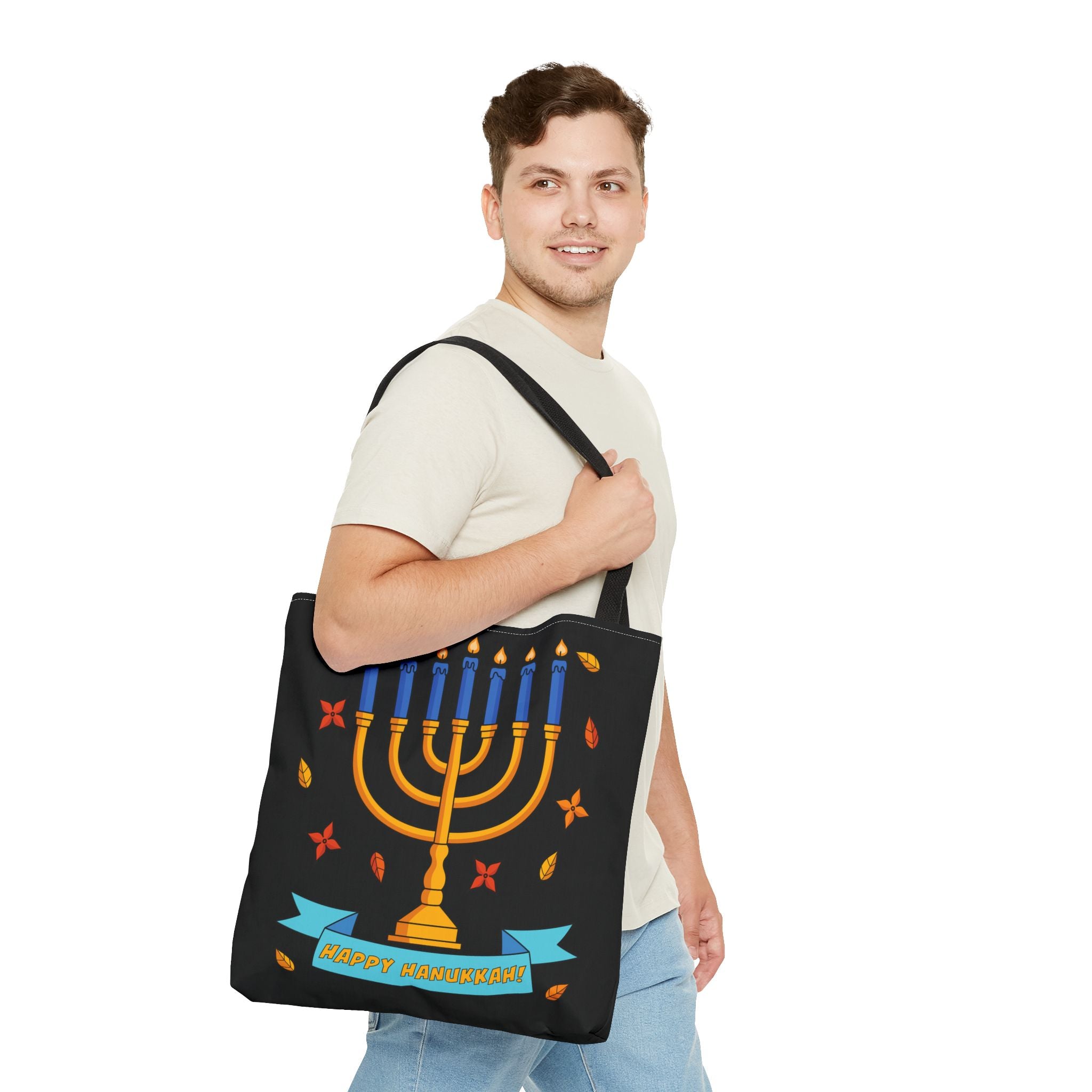 Hanukkah Menorah Tote Bag – "Happy Hanukkah" Holiday Gift Tote