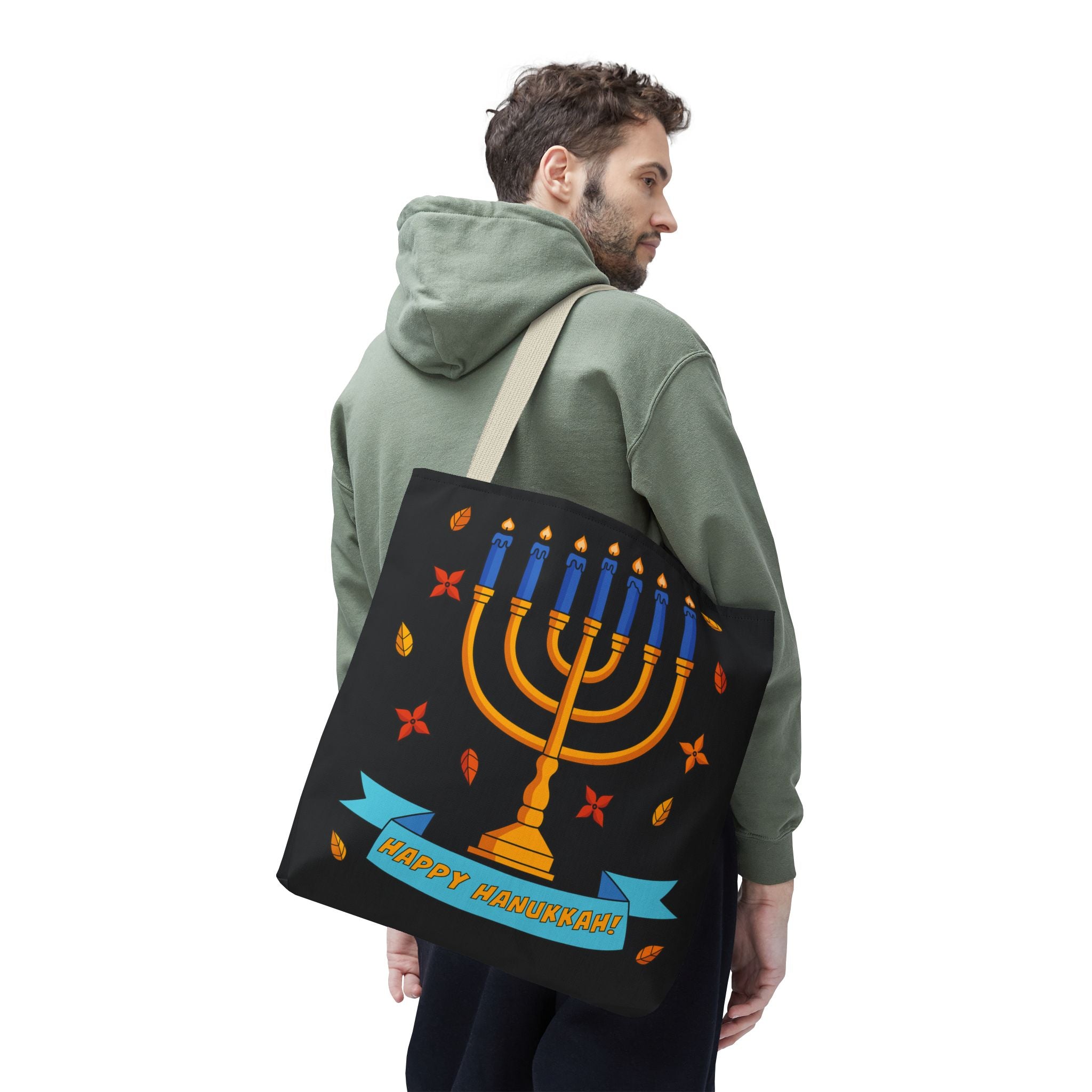 Hanukkah Menorah Tote Bag – "Happy Hanukkah" Holiday Gift Tote