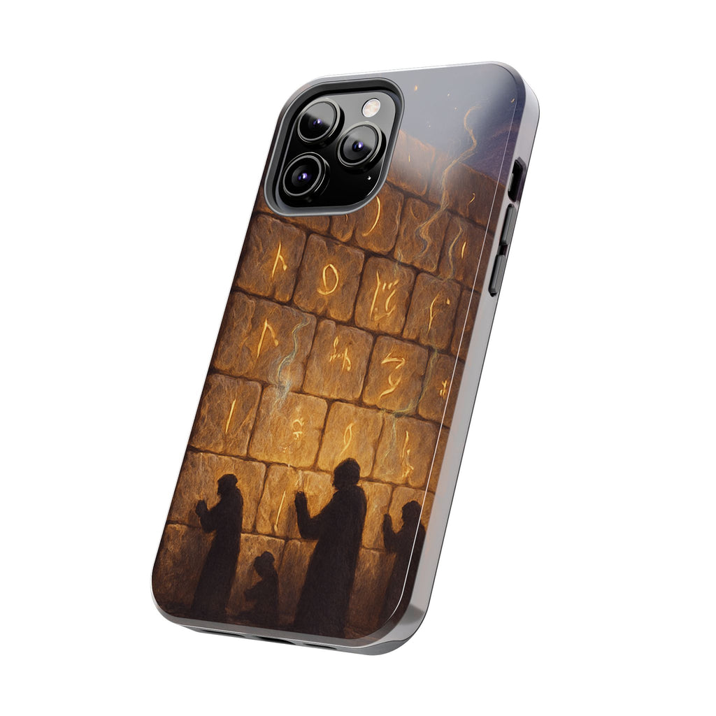 Jewish western Wall Illustration Phone Case — Prayer Silhouettes, Jerusalem Religious Art