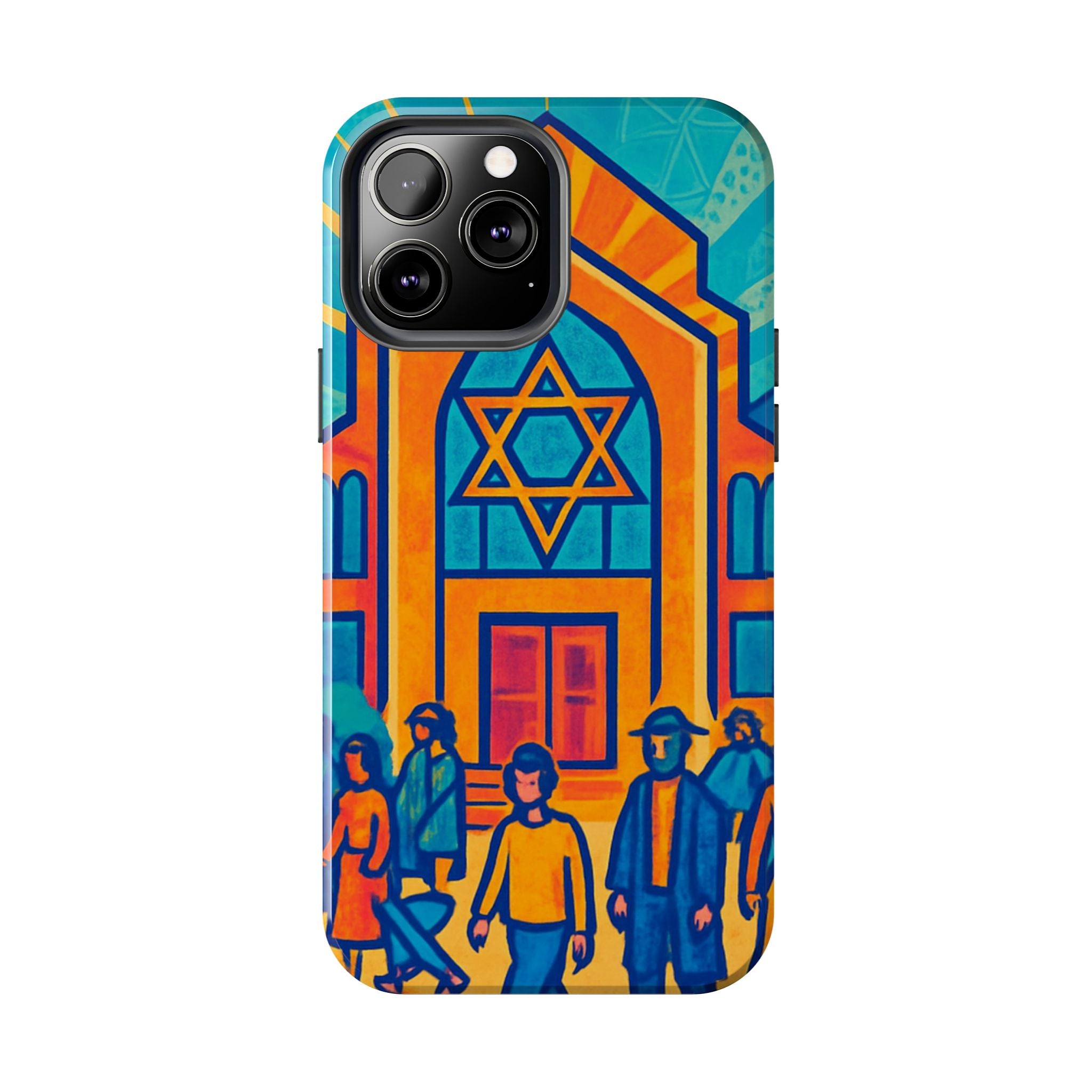 Jewish Synagogue Art Tough Phone Case — Colorful Jewish Community Design