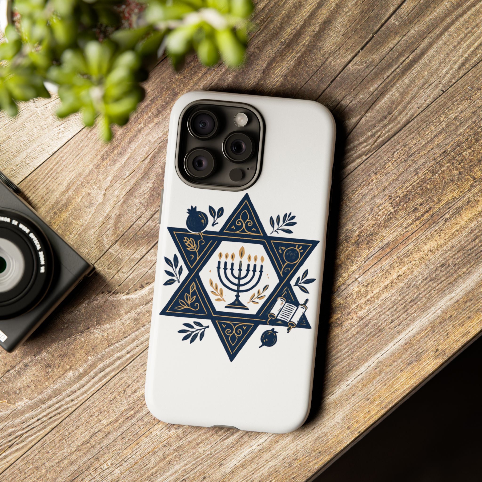 Jewish Star of David Menorah Phone Case — Jewish Hanukkah Symbol Protective Cover