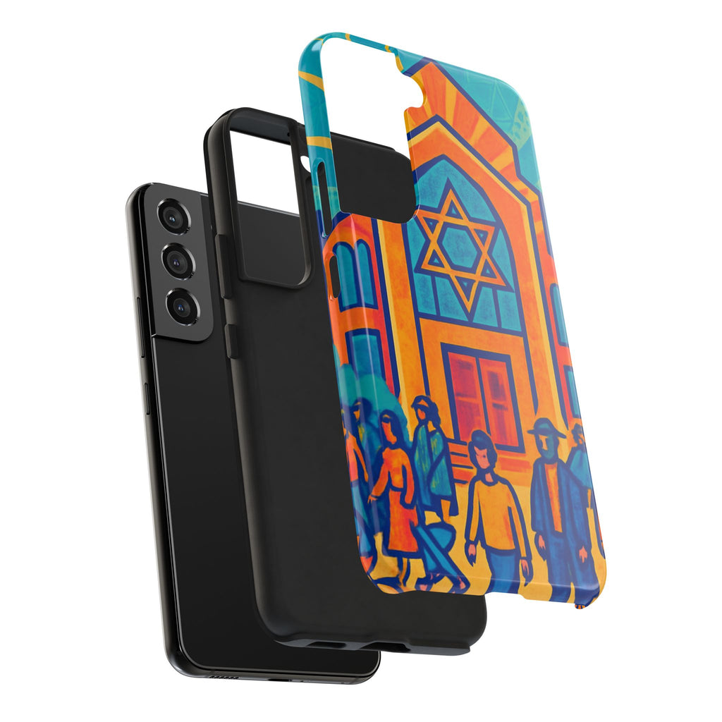 Jewish Synagogue Art Tough Phone Case — Colorful Jewish Community Design