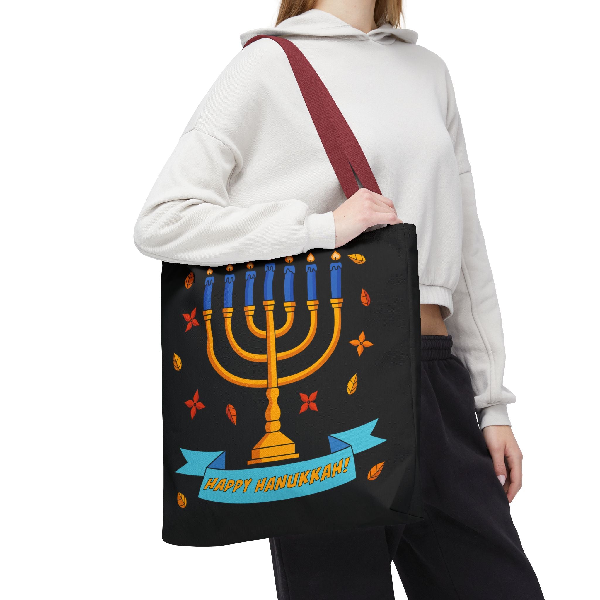 Hanukkah Menorah Tote Bag – "Happy Hanukkah" Holiday Gift Tote