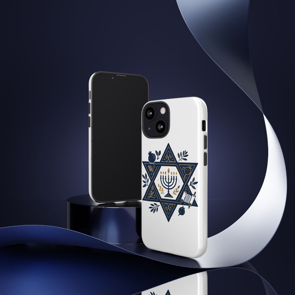 Jewish Star of David Menorah Phone Case — Jewish Hanukkah Symbol Protective Cover