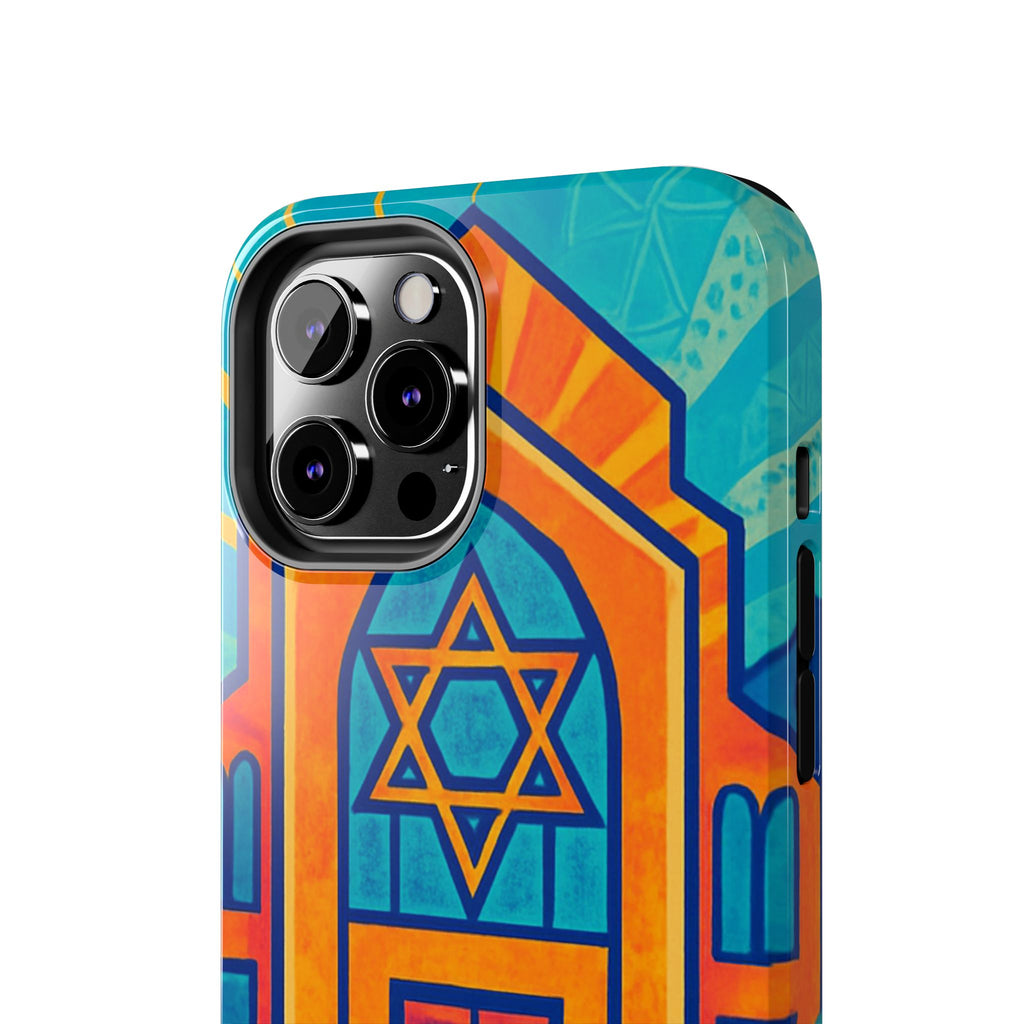 Jewish Synagogue Art Tough Phone Case — Colorful Jewish Community Design