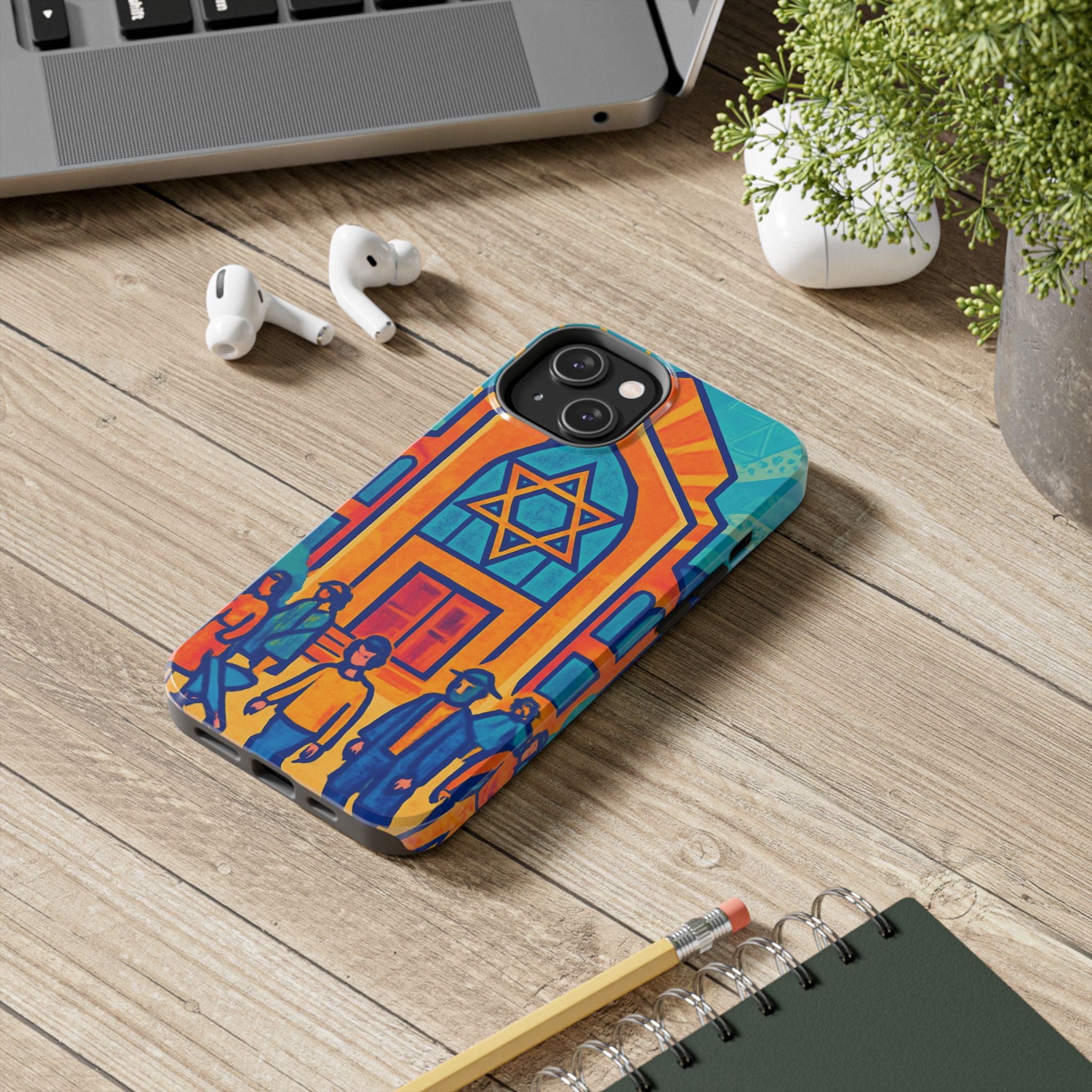 Jewish Synagogue Art Tough Phone Case — Colorful Jewish Community Design