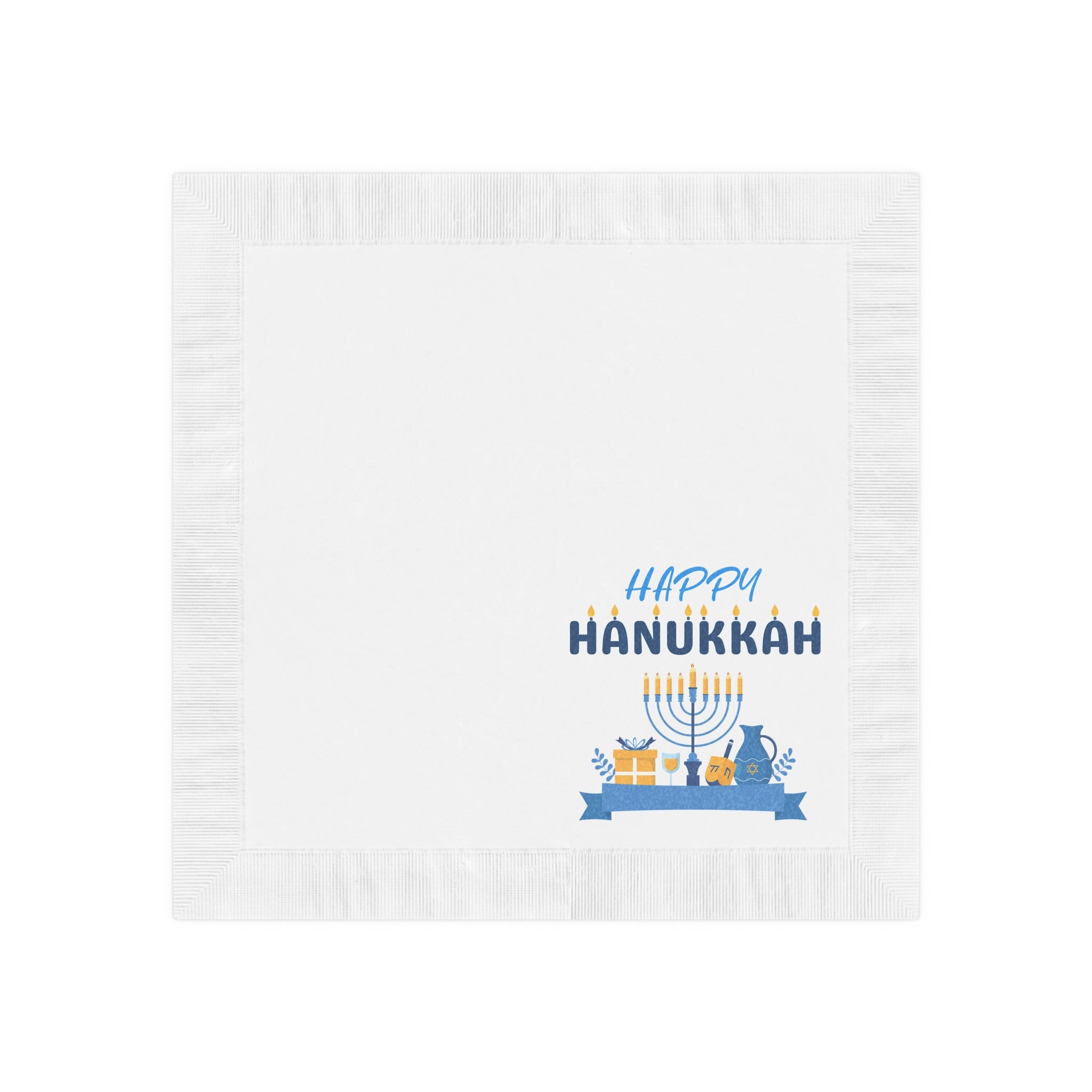Happy Hanukkah Party Napkins — Menorah & Gifts Holiday Table Napkins