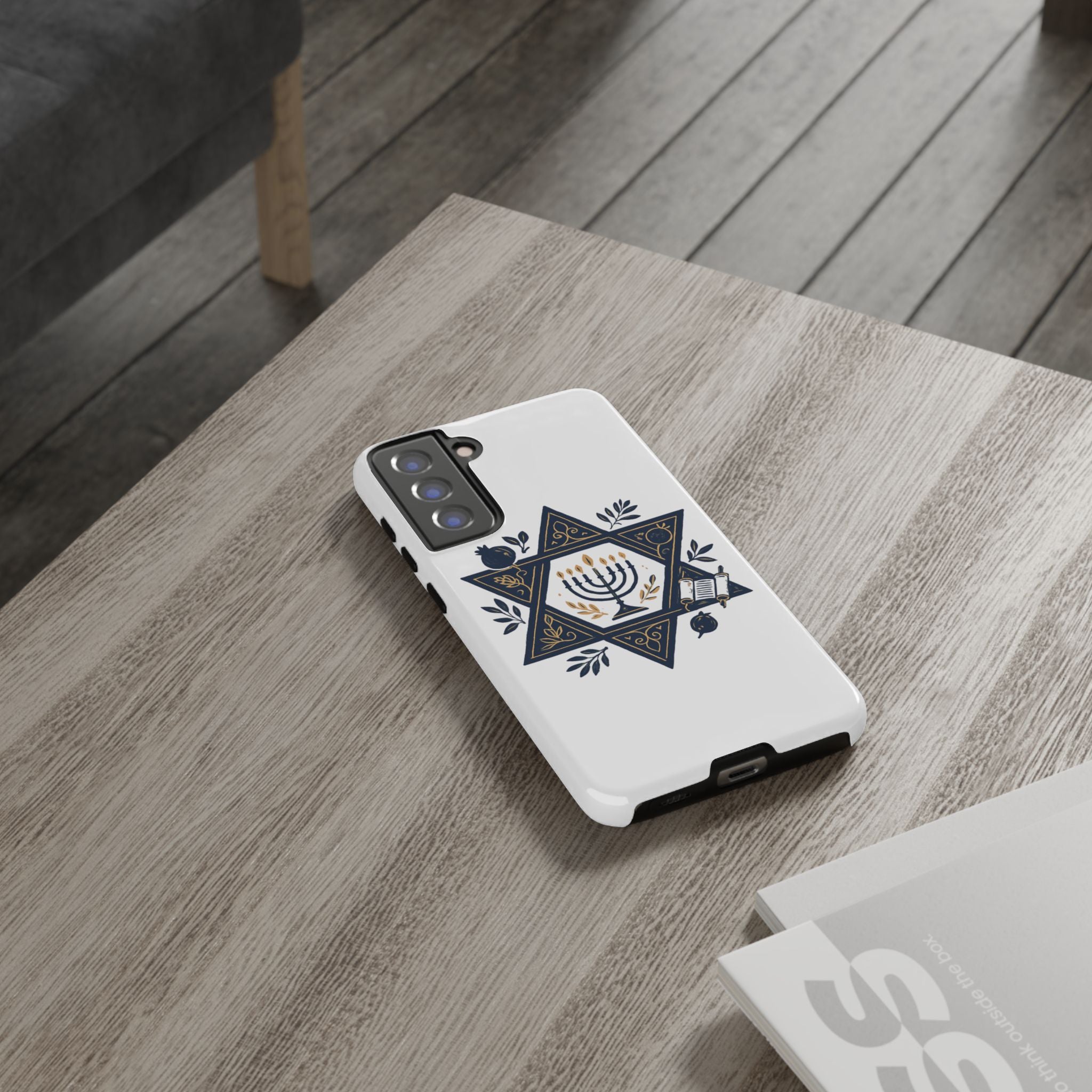 Jewish Star of David Menorah Phone Case — Jewish Hanukkah Symbol Protective Cover