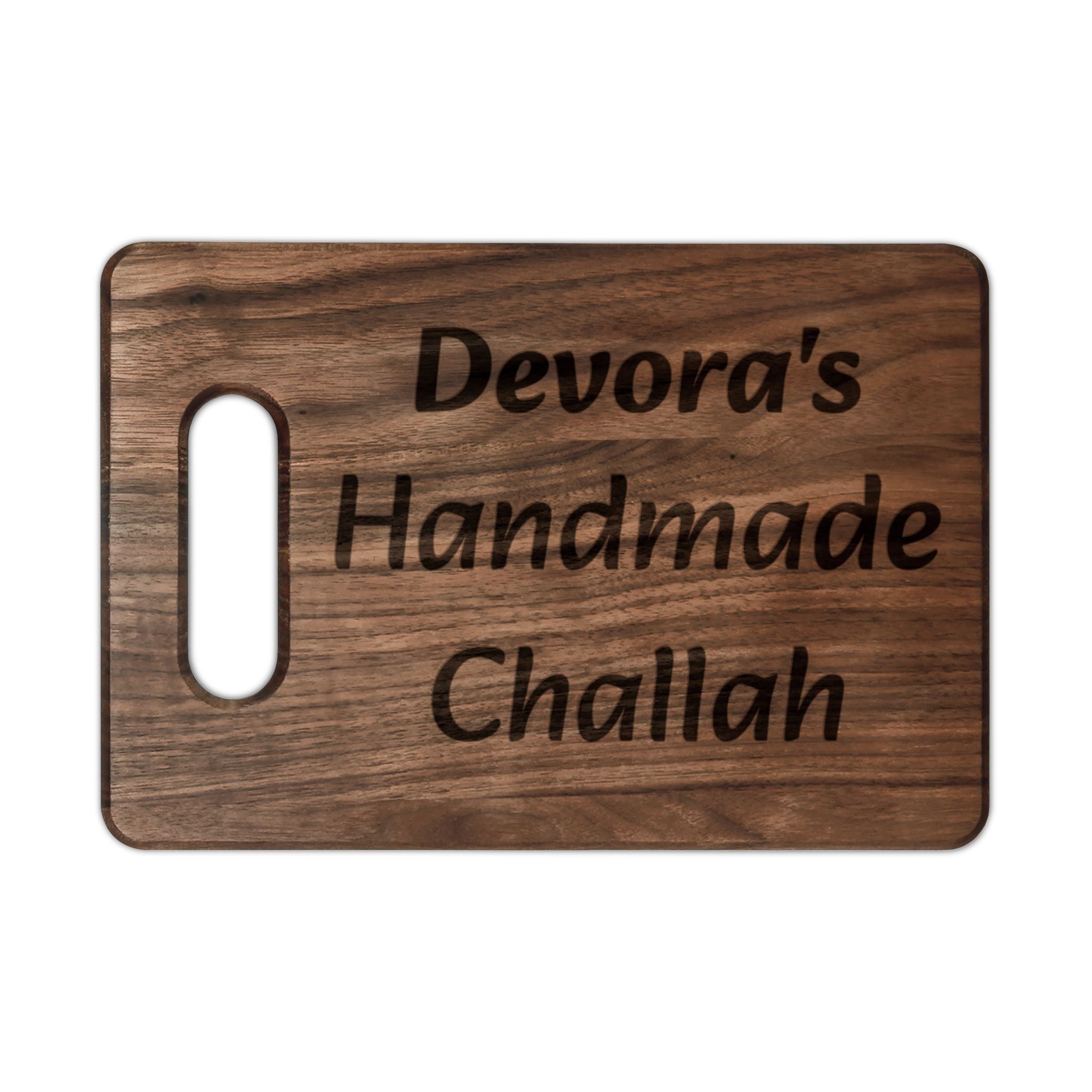 Personalized Engraved Cutting Board – "Devora's Handmade Challah" Wooden Serving & Bread Board