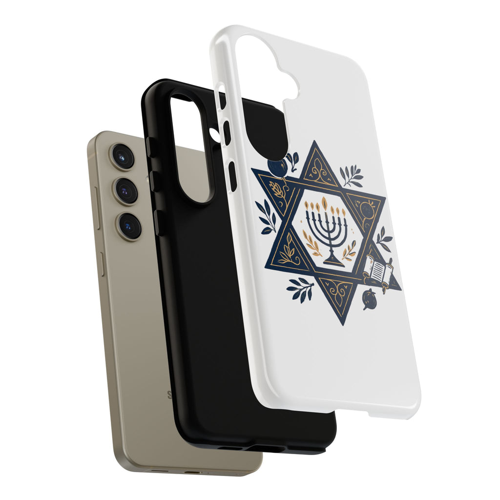 Jewish Star of David Menorah Phone Case — Jewish Hanukkah Symbol Protective Cover