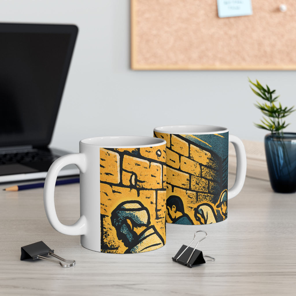 Western Wall Ceramic Mug — Jewish Jerusalem Kotel Design (11oz & 15oz)