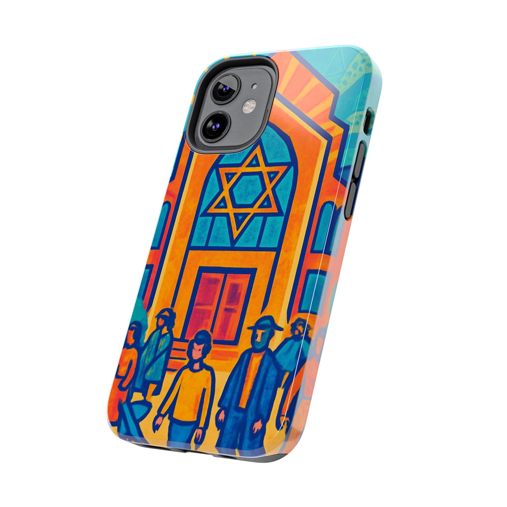 Jewish Synagogue Art Tough Phone Case — Colorful Jewish Community Design