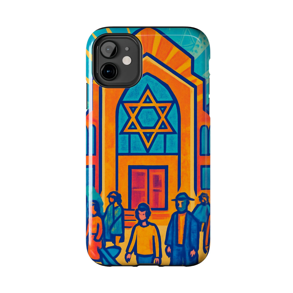 Jewish Synagogue Art Tough Phone Case — Colorful Jewish Community Design