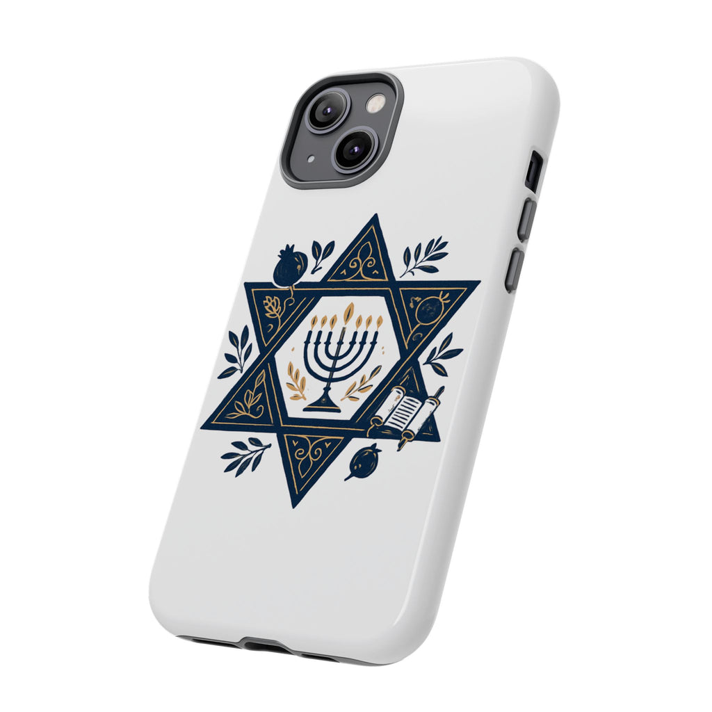 Jewish Star of David Menorah Phone Case — Jewish Hanukkah Symbol Protective Cover