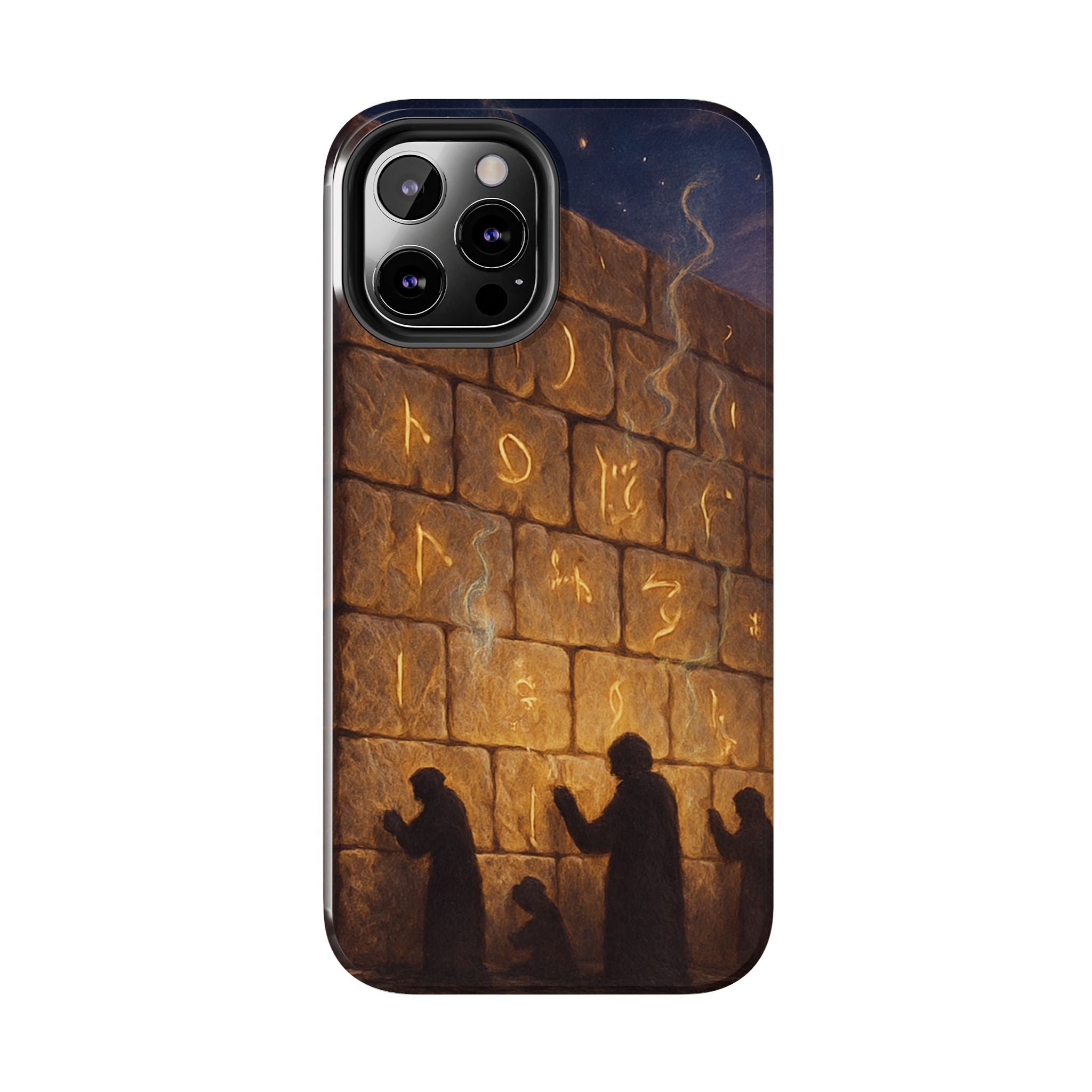 Jewish western Wall Illustration Phone Case — Prayer Silhouettes, Jerusalem Religious Art