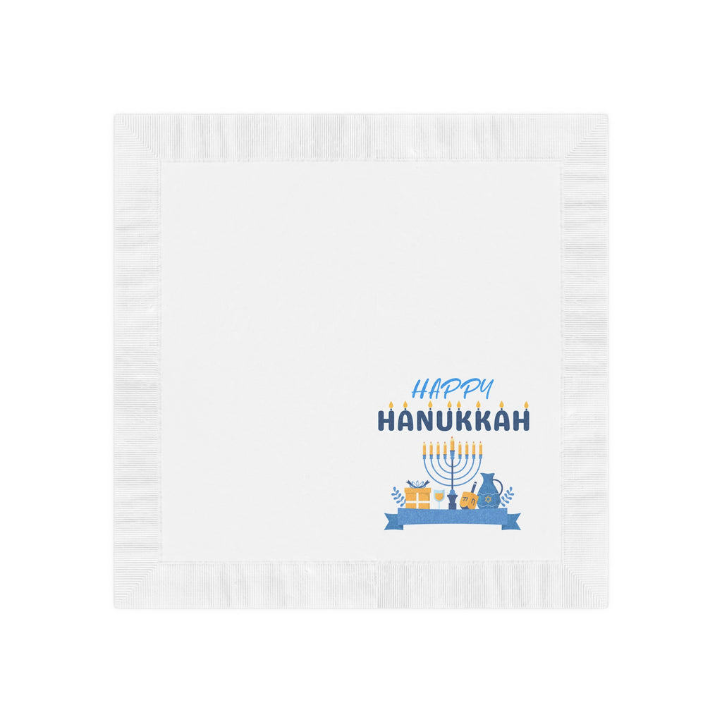 Happy Hanukkah Party Napkins — Menorah & Gifts Holiday Table Napkins