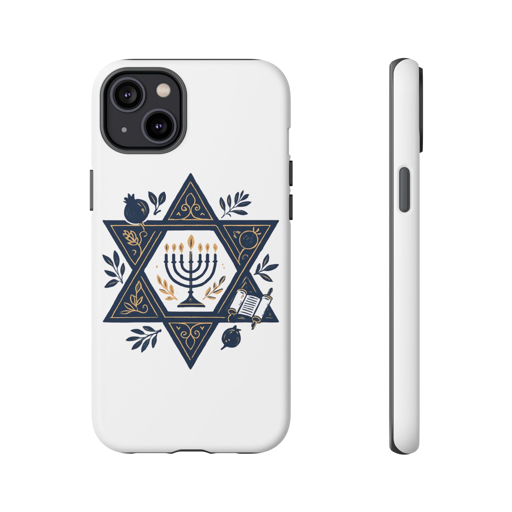 Jewish Star of David Menorah Phone Case — Jewish Hanukkah Symbol Protective Cover