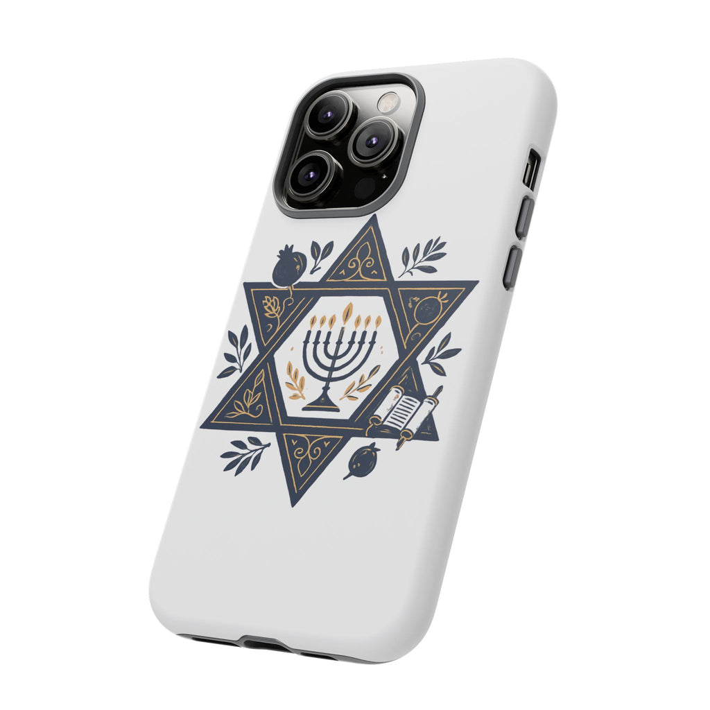 Jewish Star of David Menorah Phone Case — Jewish Hanukkah Symbol Protective Cover