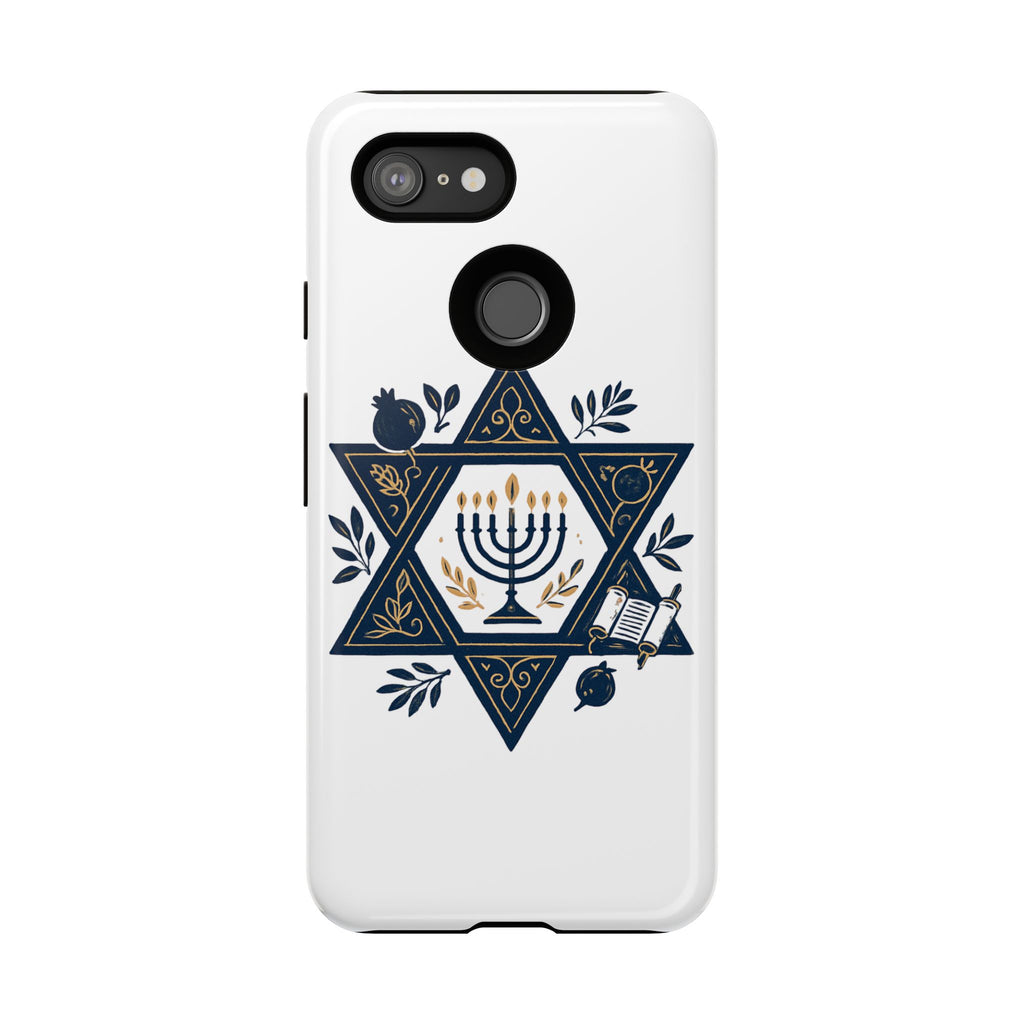 Jewish Star of David Menorah Phone Case — Jewish Hanukkah Symbol Protective Cover