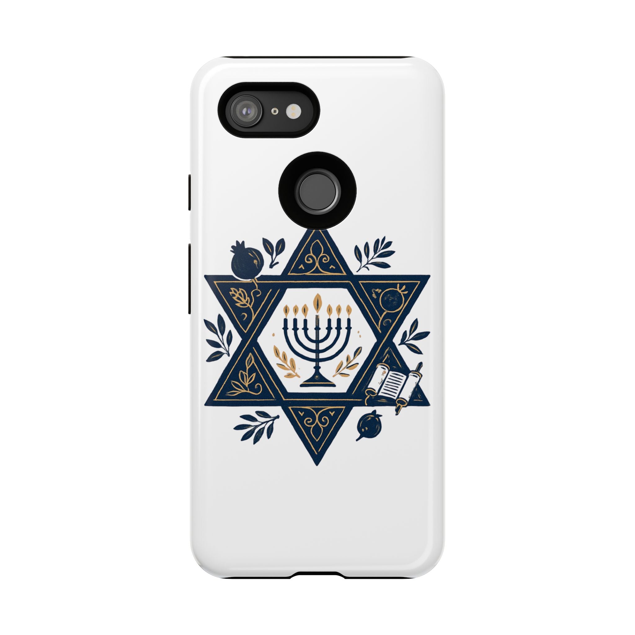 Jewish Star of David Menorah Phone Case — Jewish Hanukkah Symbol Protective Cover