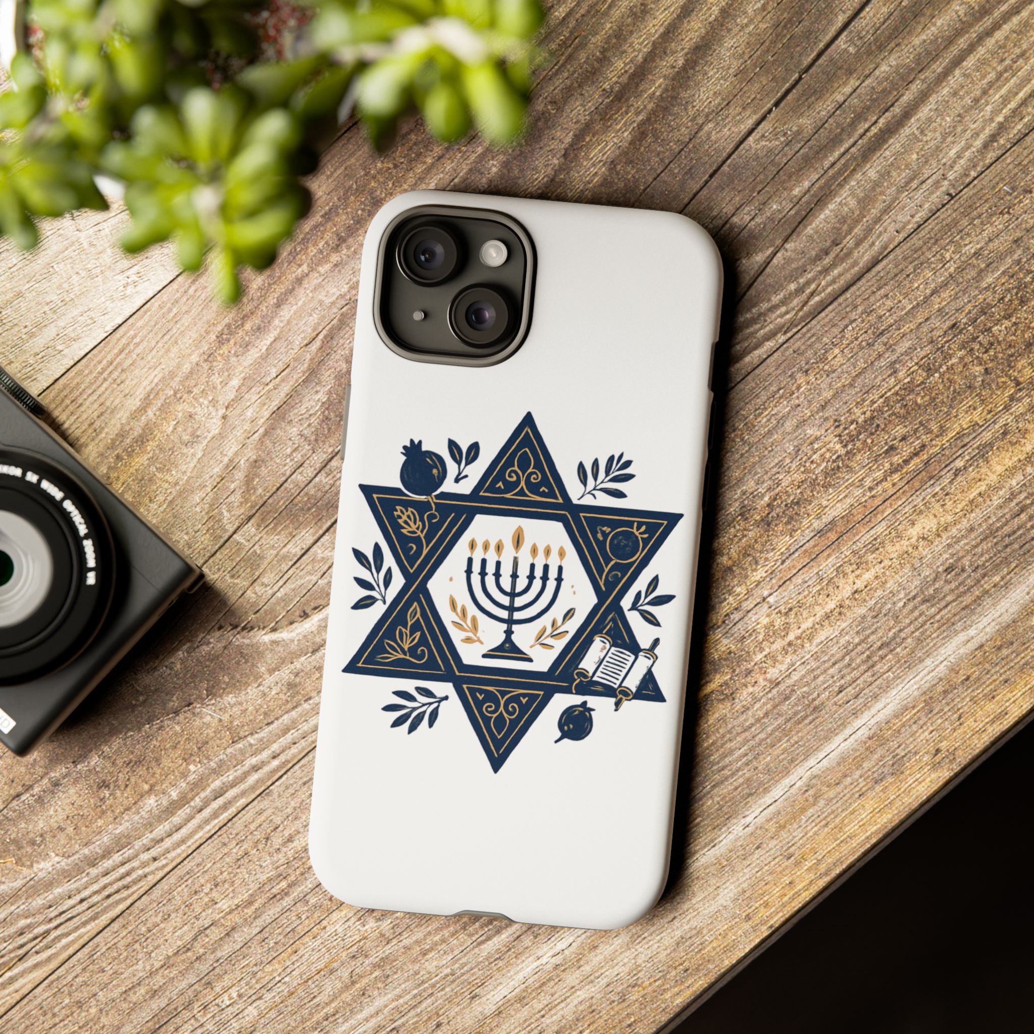 Jewish Star of David Menorah Phone Case — Jewish Hanukkah Symbol Protective Cover