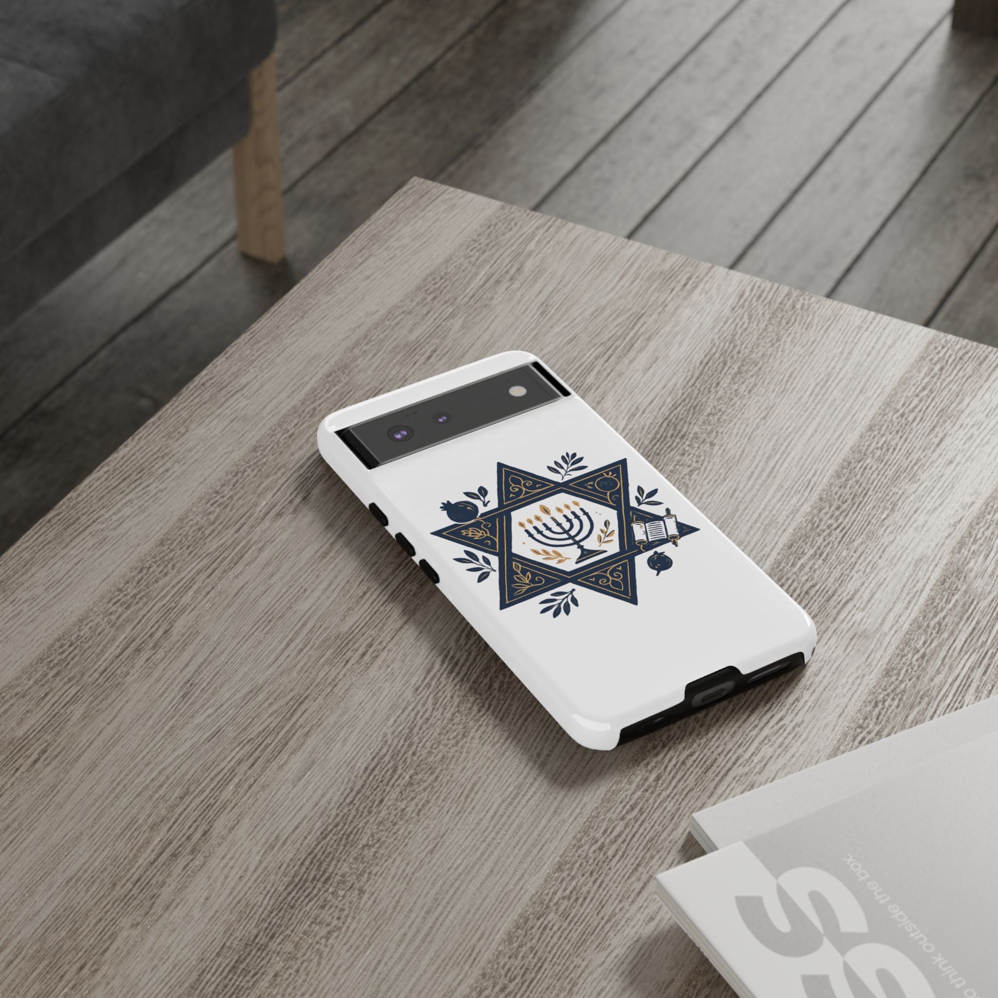 Jewish Star of David Menorah Phone Case — Jewish Hanukkah Symbol Protective Cover